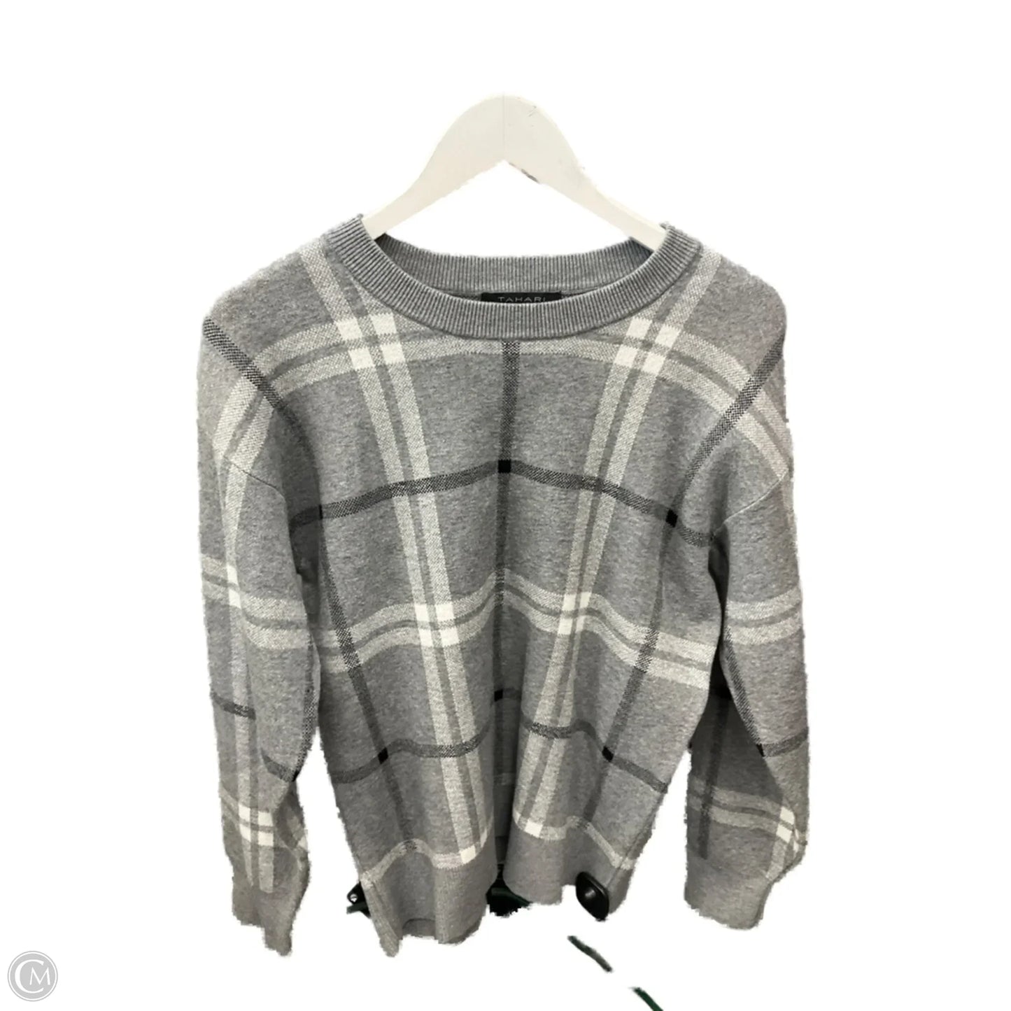 Sweater By Tahari By Arthur Levine In Grey, Size: L