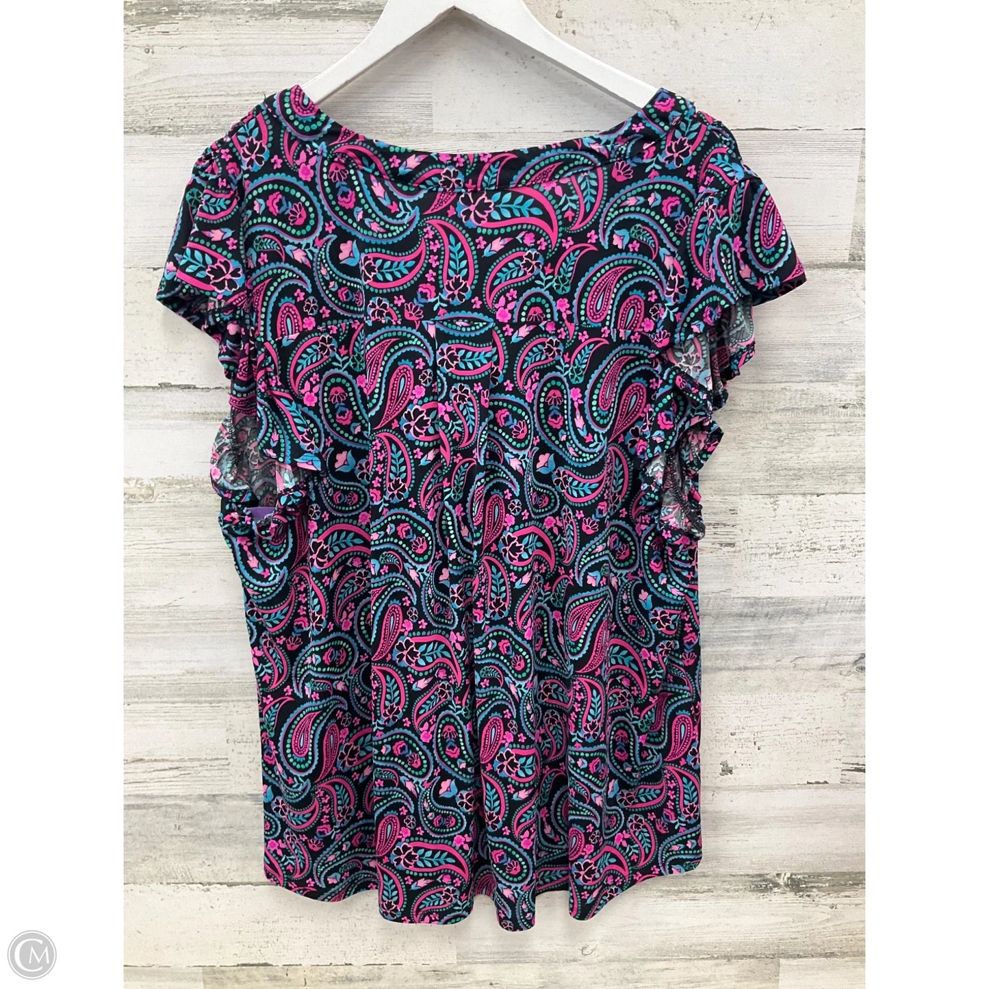 Top Short Sleeve By Clothes Mentor In Black & Pink, Size: 2x
