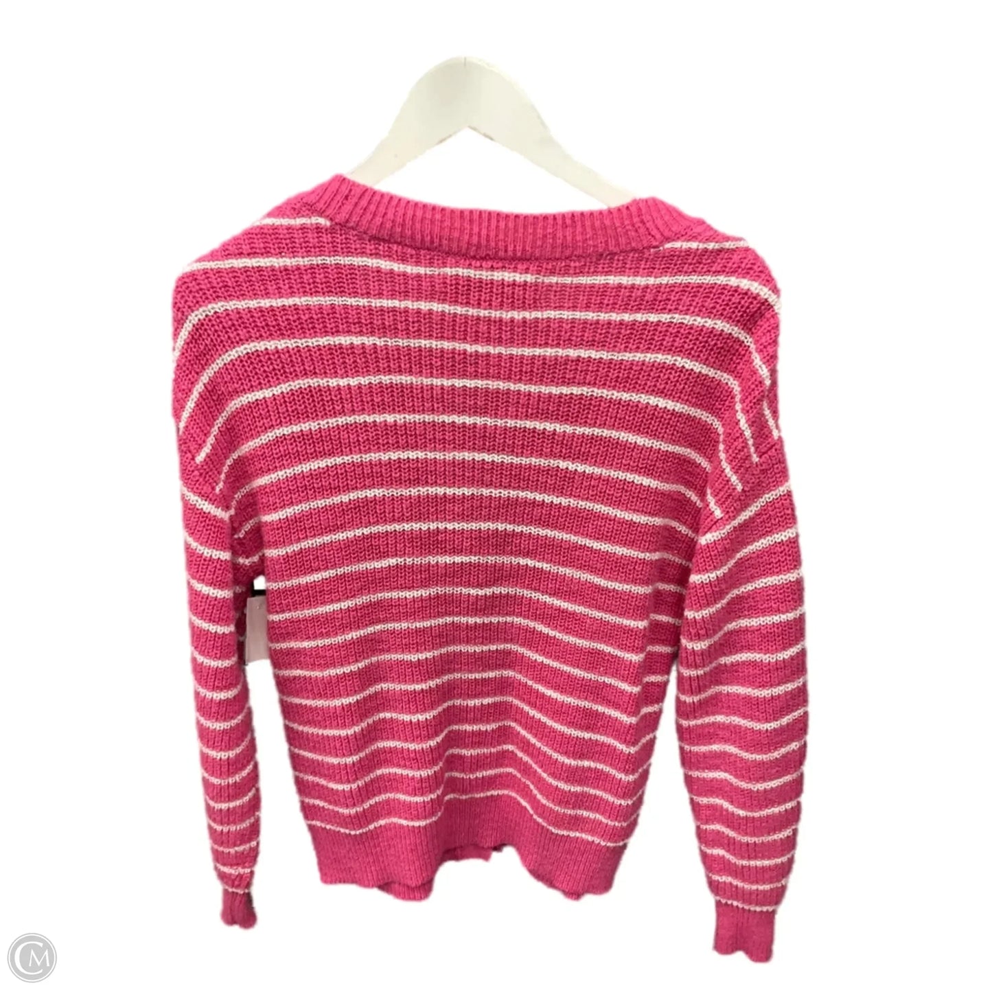 Sweater Cardigan By Loft In Pink & White, Size: Xs