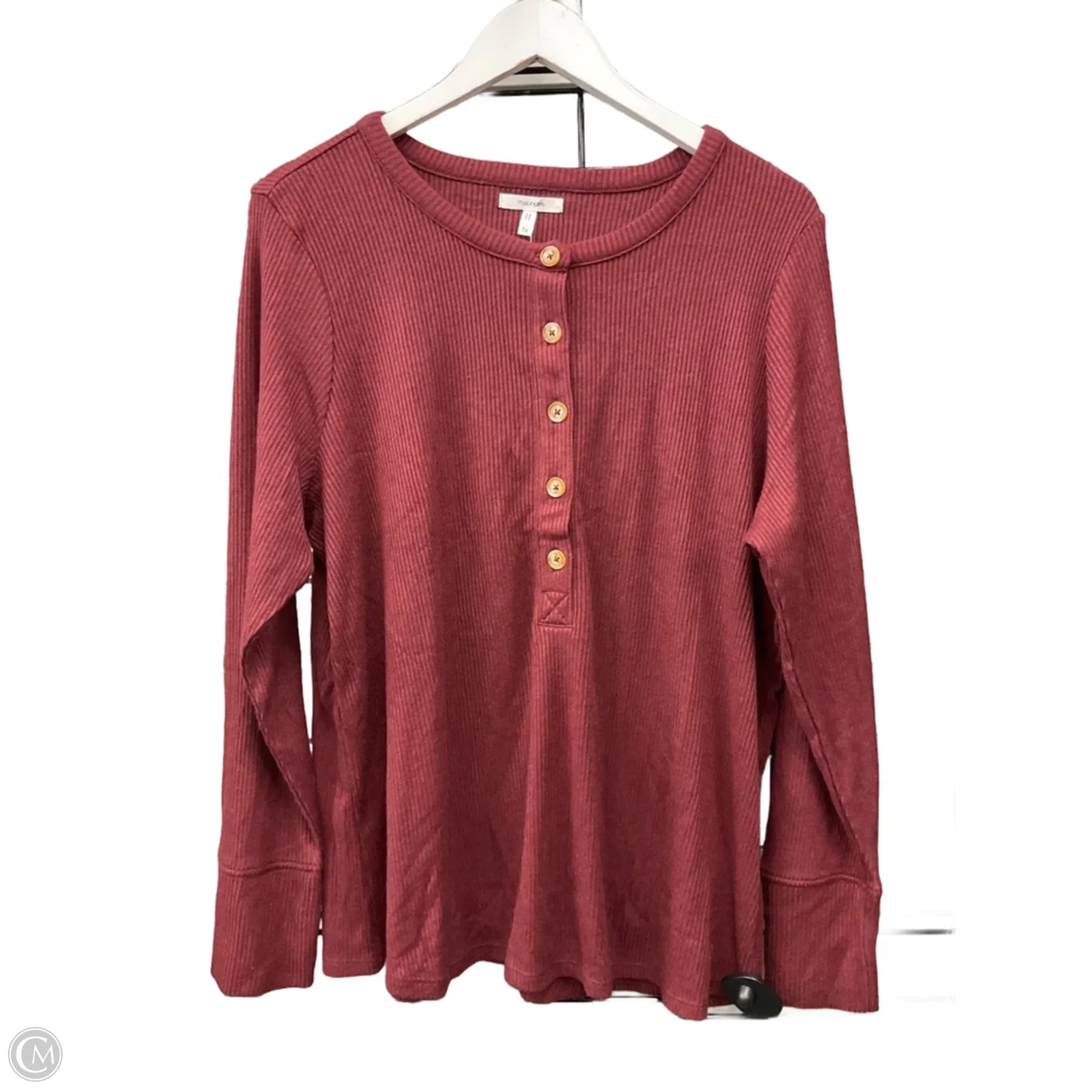 Top Long Sleeve By Maurices In Maroon, Size: 1x