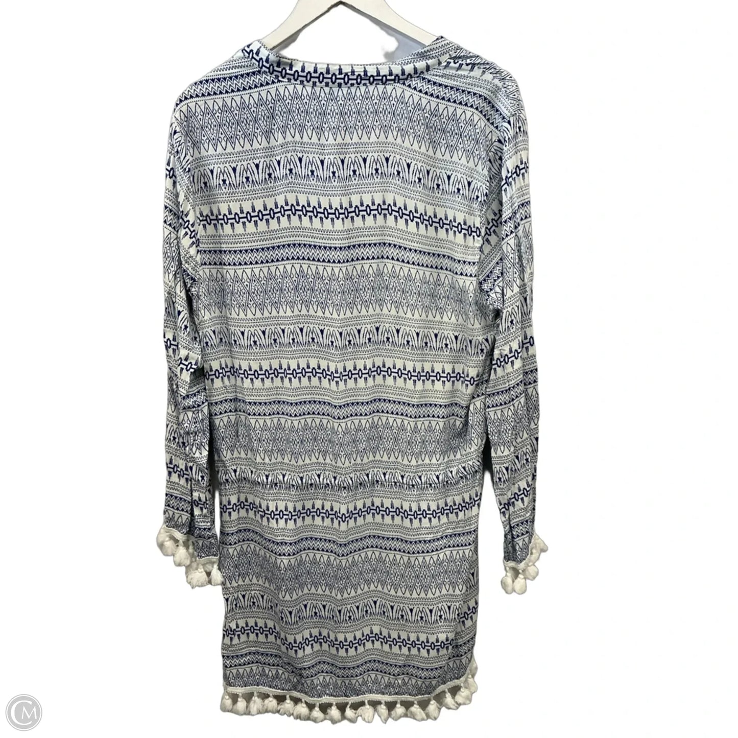 Swimwear Cover-up By Blue Island In Blue & White, Size: Xl