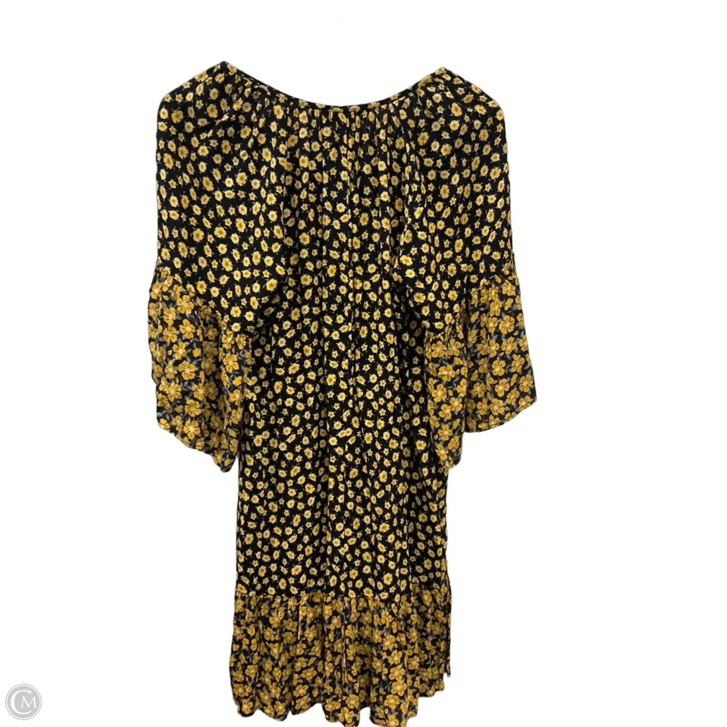 Dress Casual Midi By Karen Kane In Black & Yellow, Size: L
