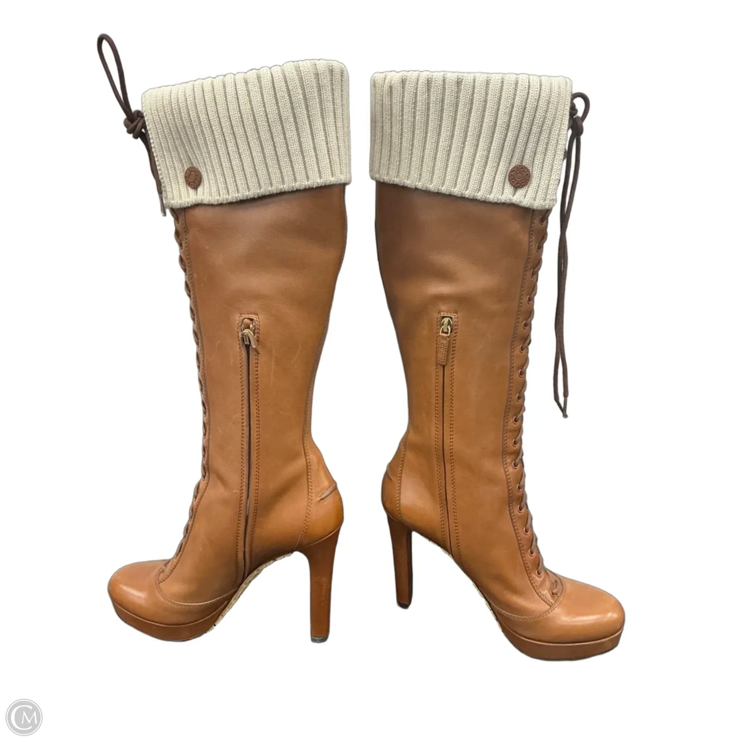 Boots Luxury Designer By Gucci In Brown, Size: 10