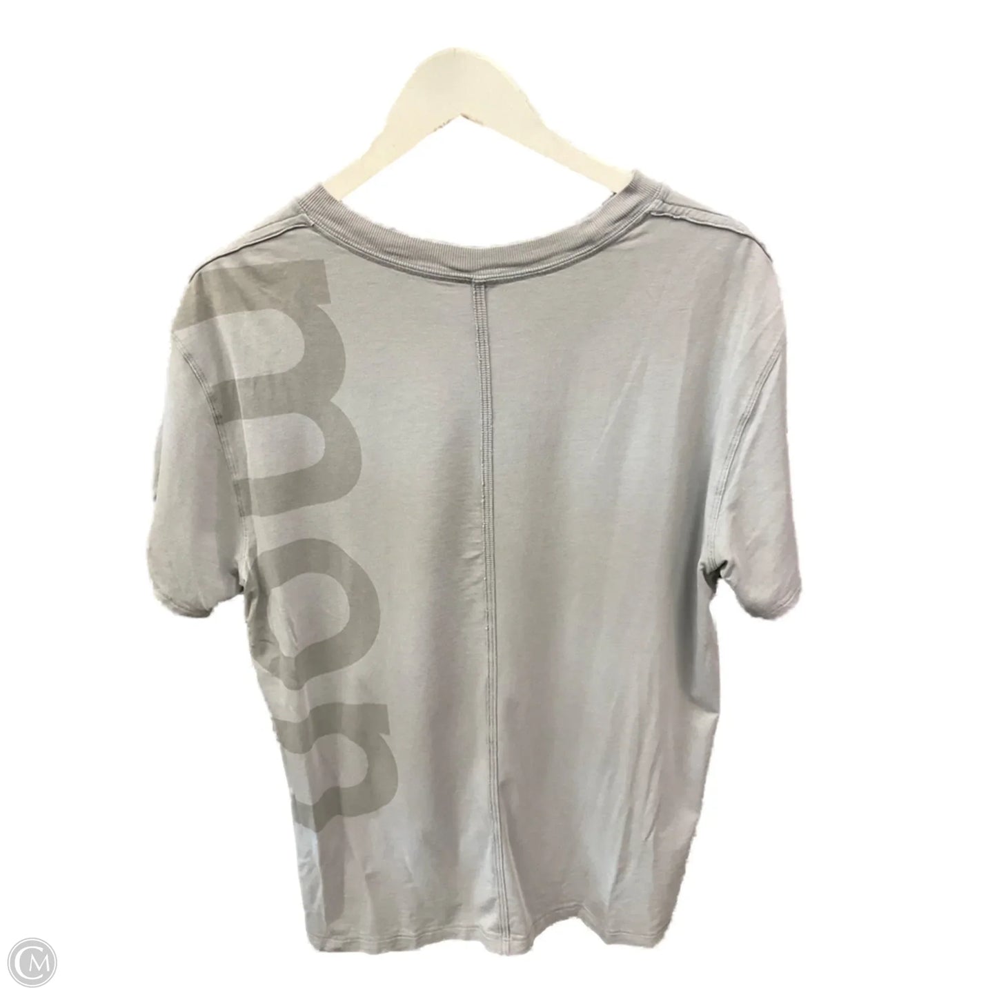 Athletic Top Short Sleeve By Lululemon In Grey, Size: L