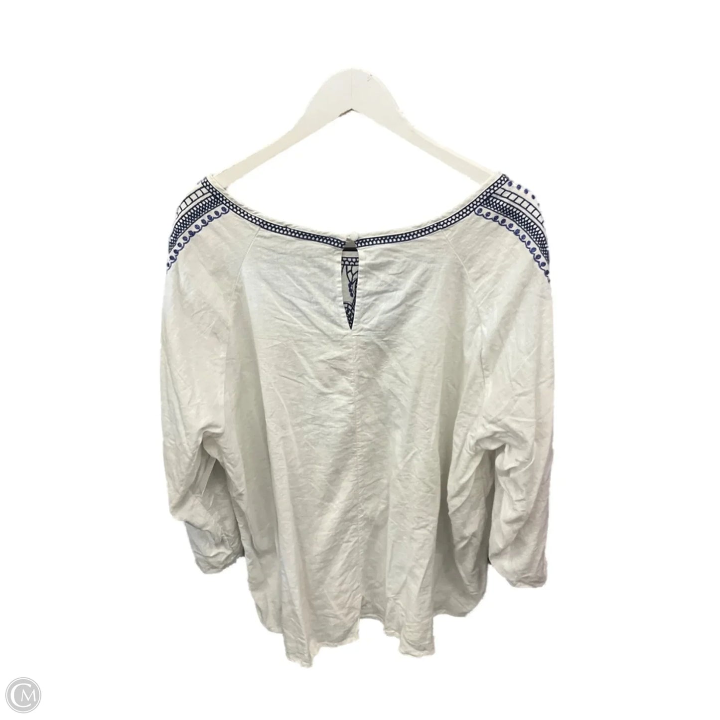 Top 3/4 Sleeve By Ava Christine In White, Size: 3x