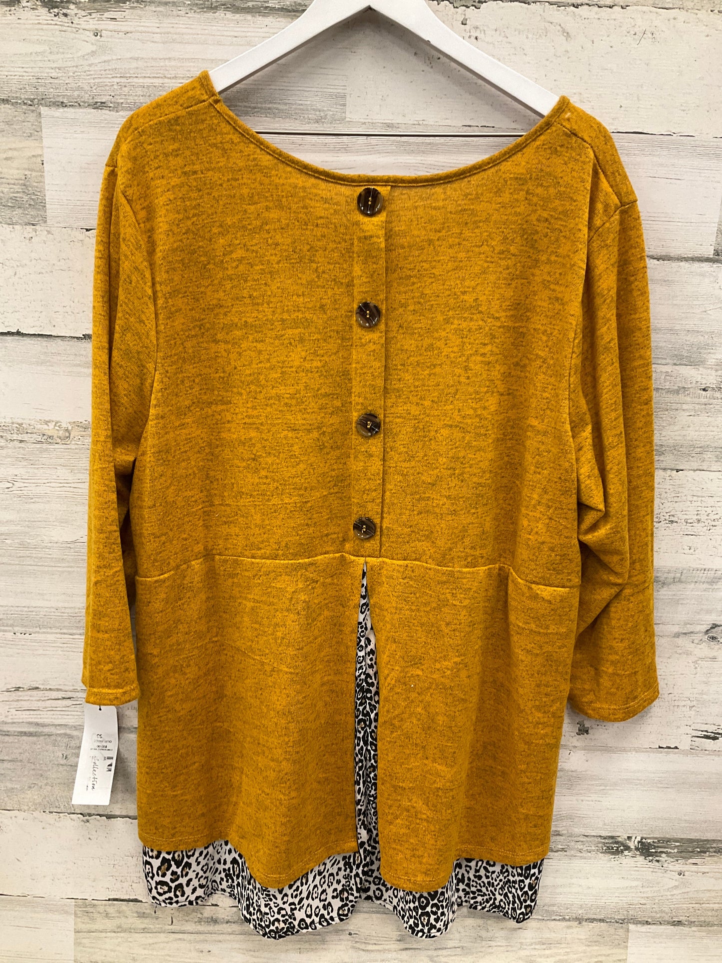 Top Long Sleeve By Ny Collection In Gold, Size: 3x