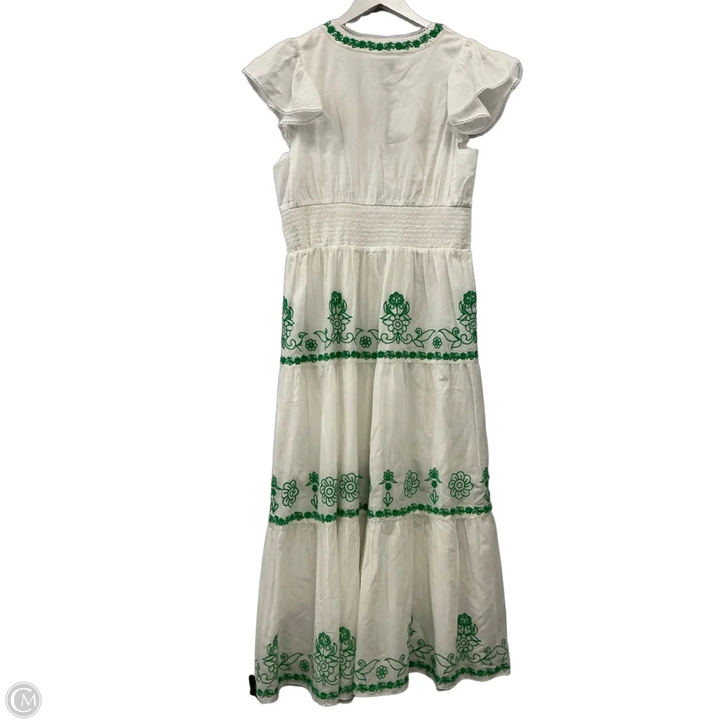 Dress Casual Maxi By Adrianna Papell In Green & White, Size: 10