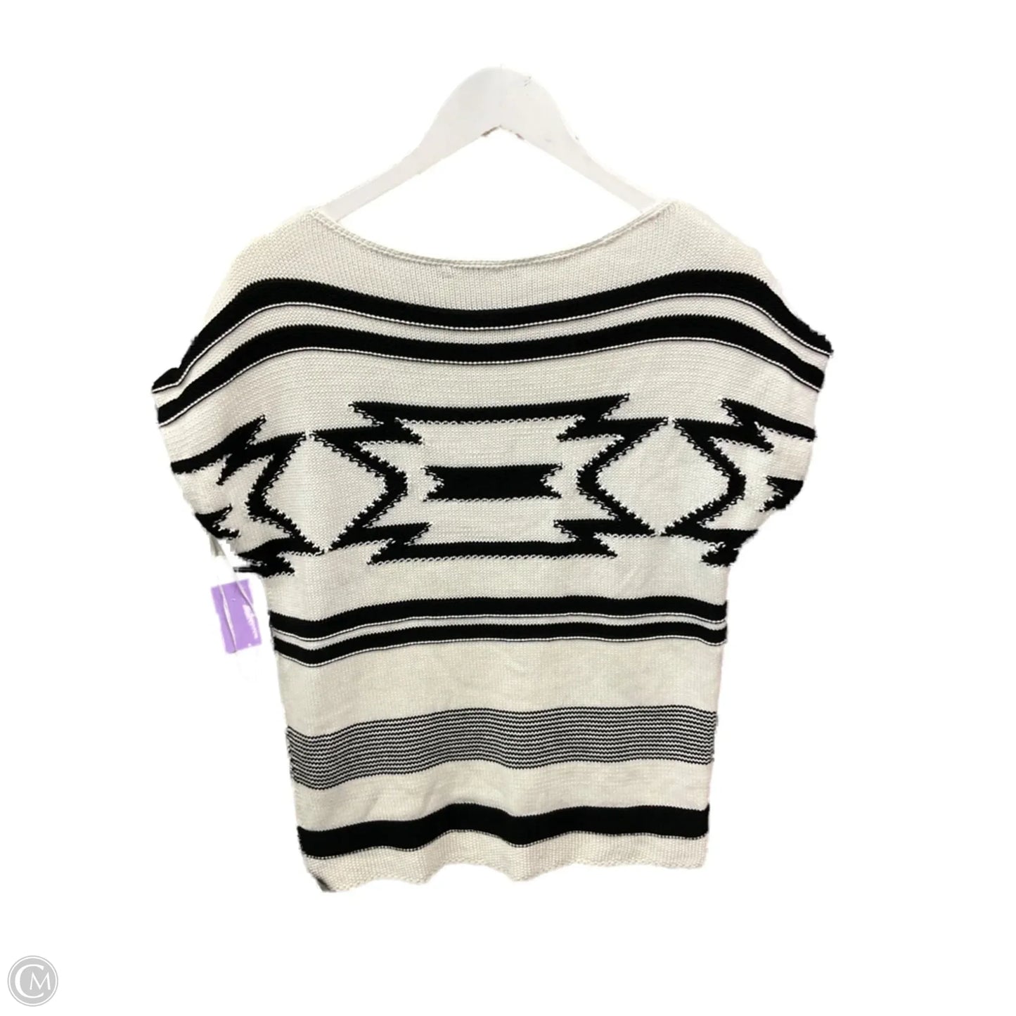 Sweater By Lauren By Ralph Lauren In Black & Cream, Size: S