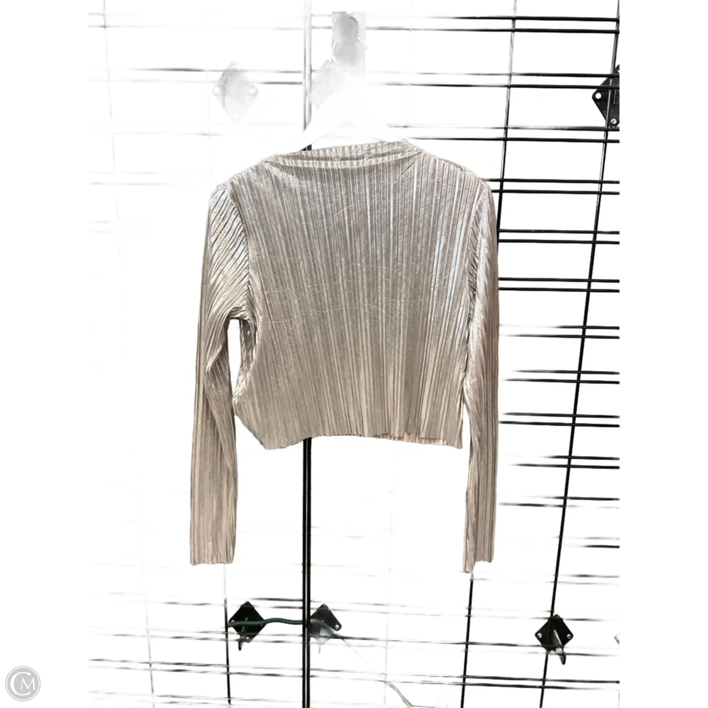 Top Long Sleeve By H&m In Silver, Size: M