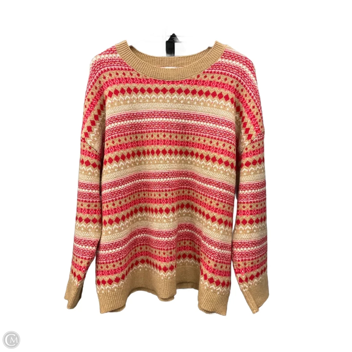 Sweater By Loft In Red & Tan, Size: Xl