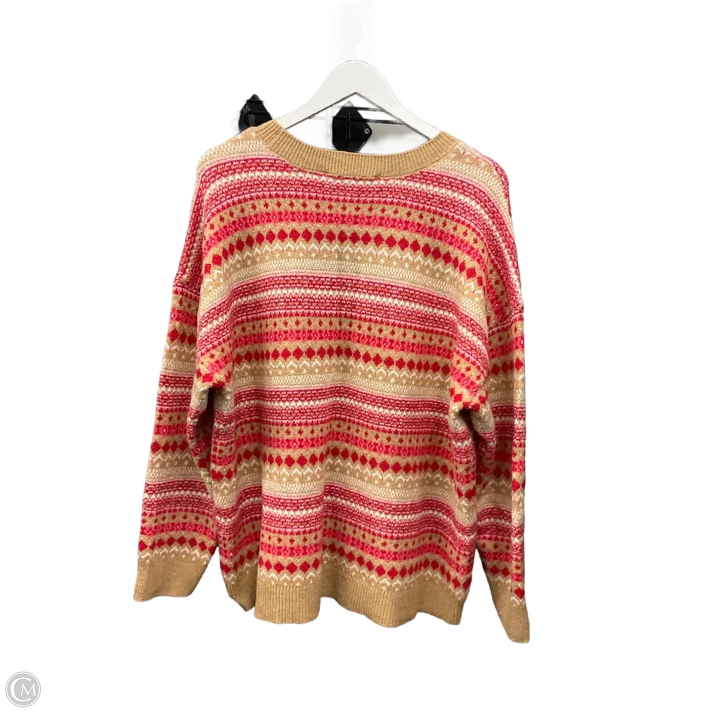 Sweater By Loft In Red & Tan, Size: Xl