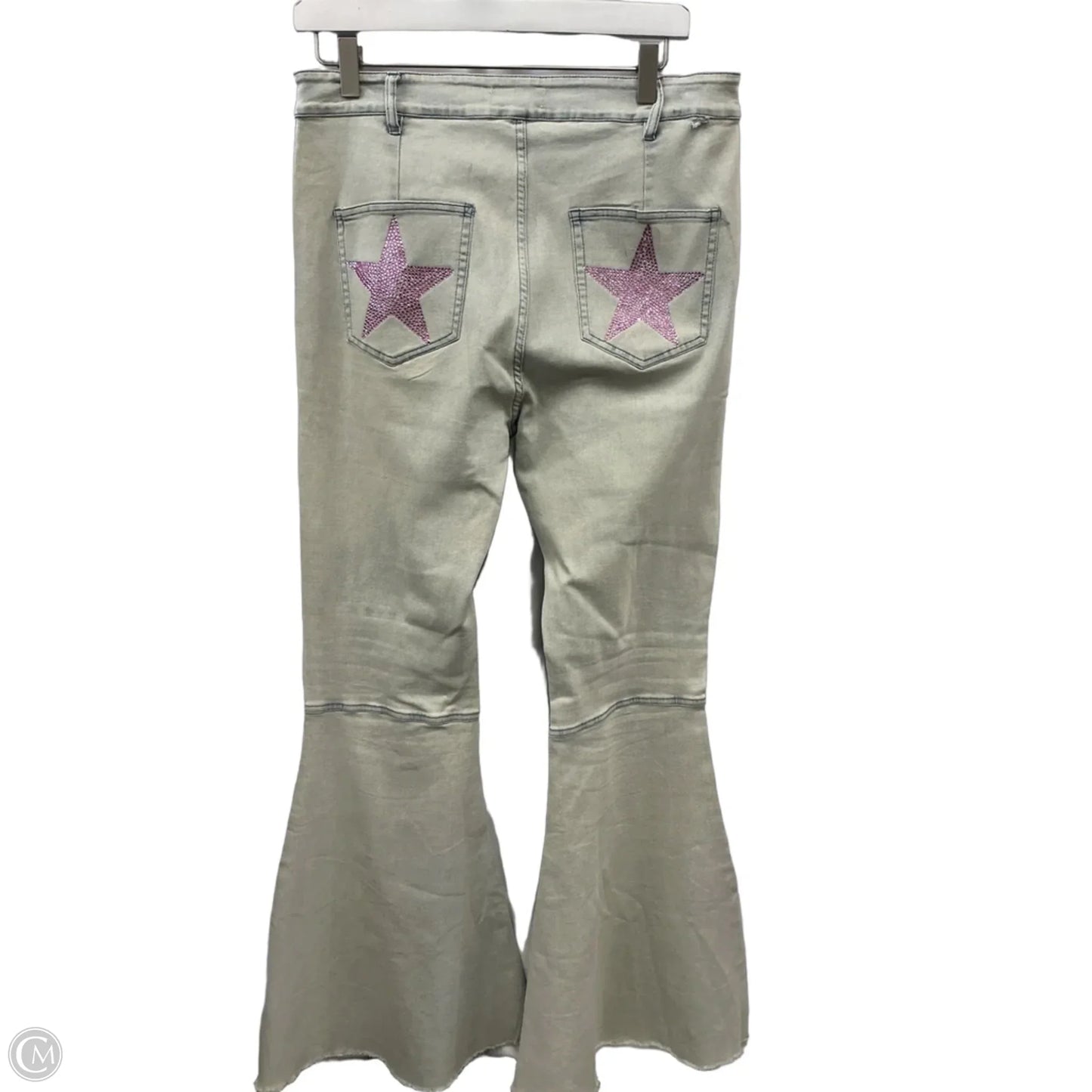 Jeans Flared By Peach Love Cream California In Blue Denim, Size: L