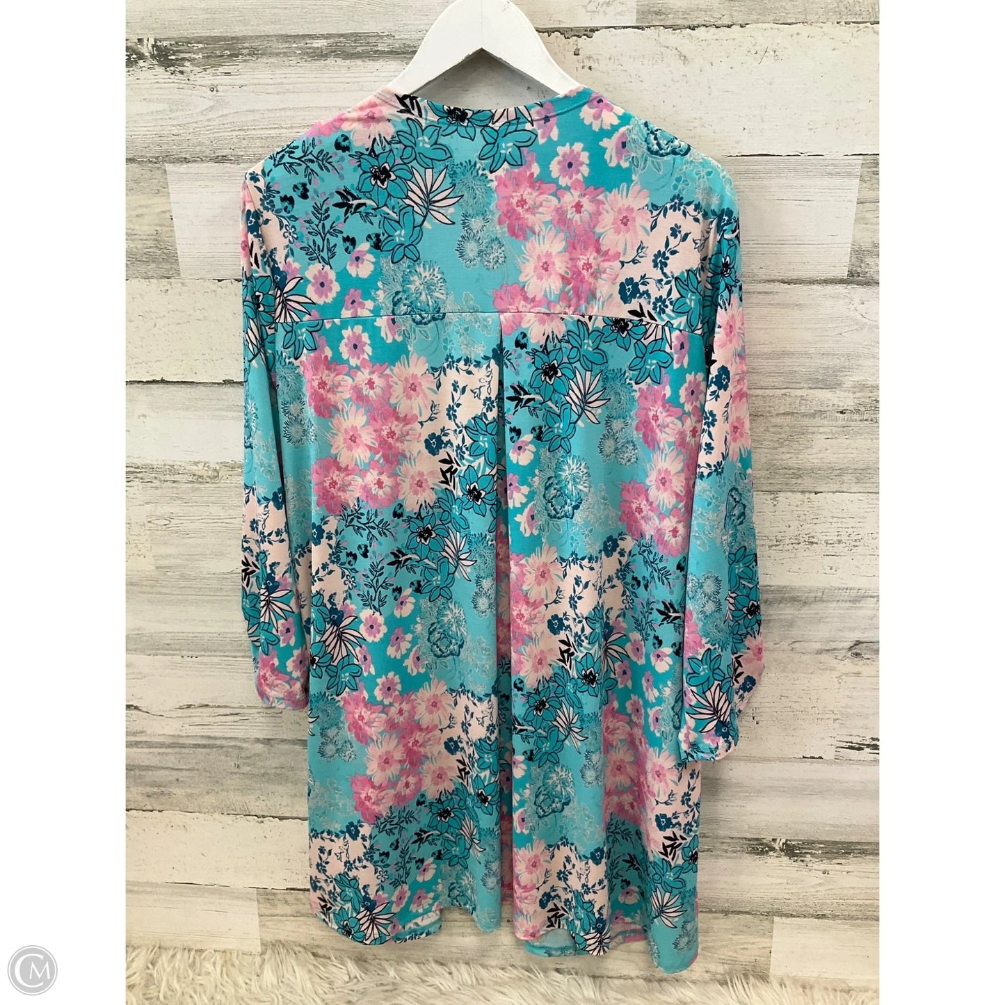 Cardigan By Clothes Mentor In Blue & Pink, Size: 3x