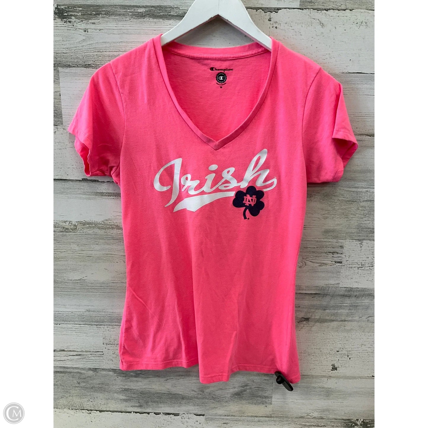 Top Short Sleeve By Champion In Pink, Size: M