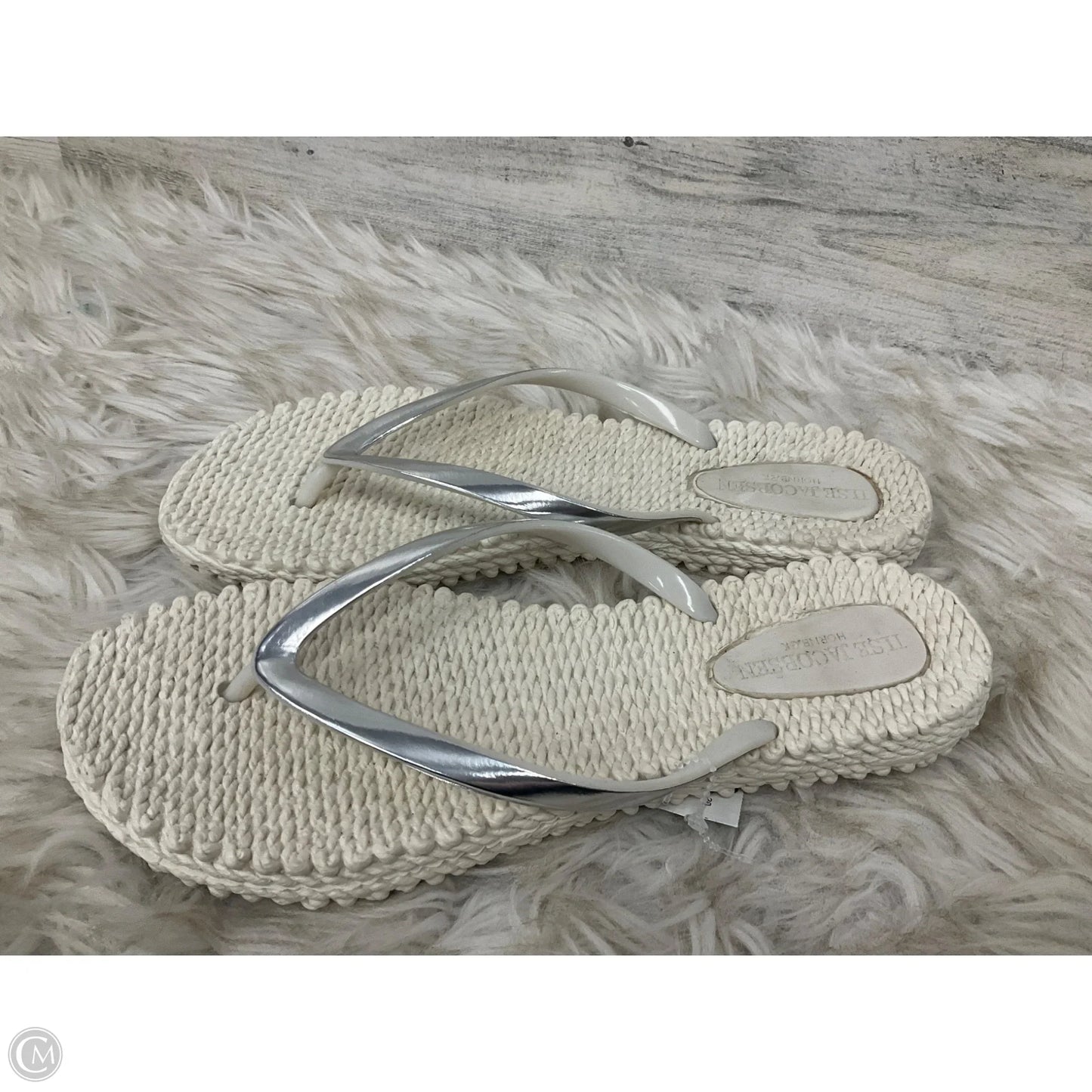 Sandals Flip Flops By Clothes Mentor In Silver, Size: 10