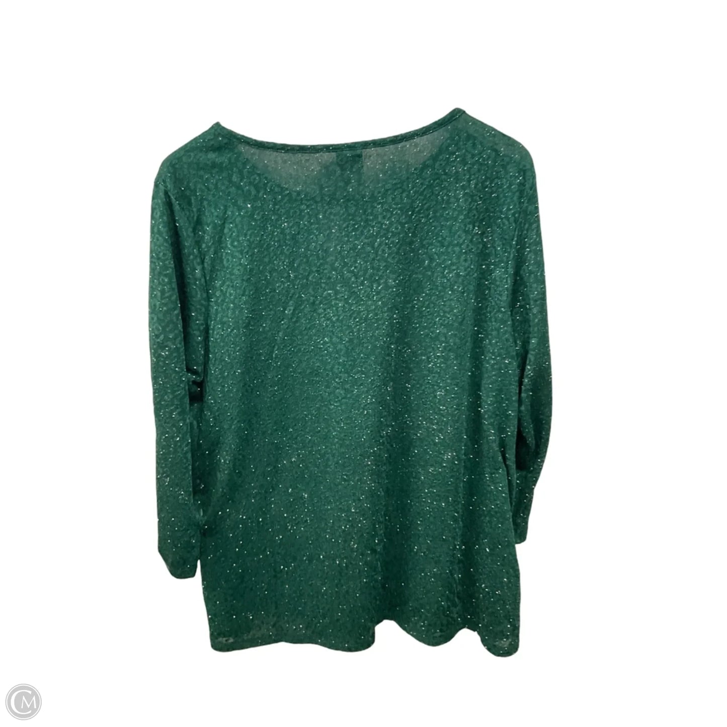 Top 3/4 Sleeve By Wrapper In Green, Size: 2x