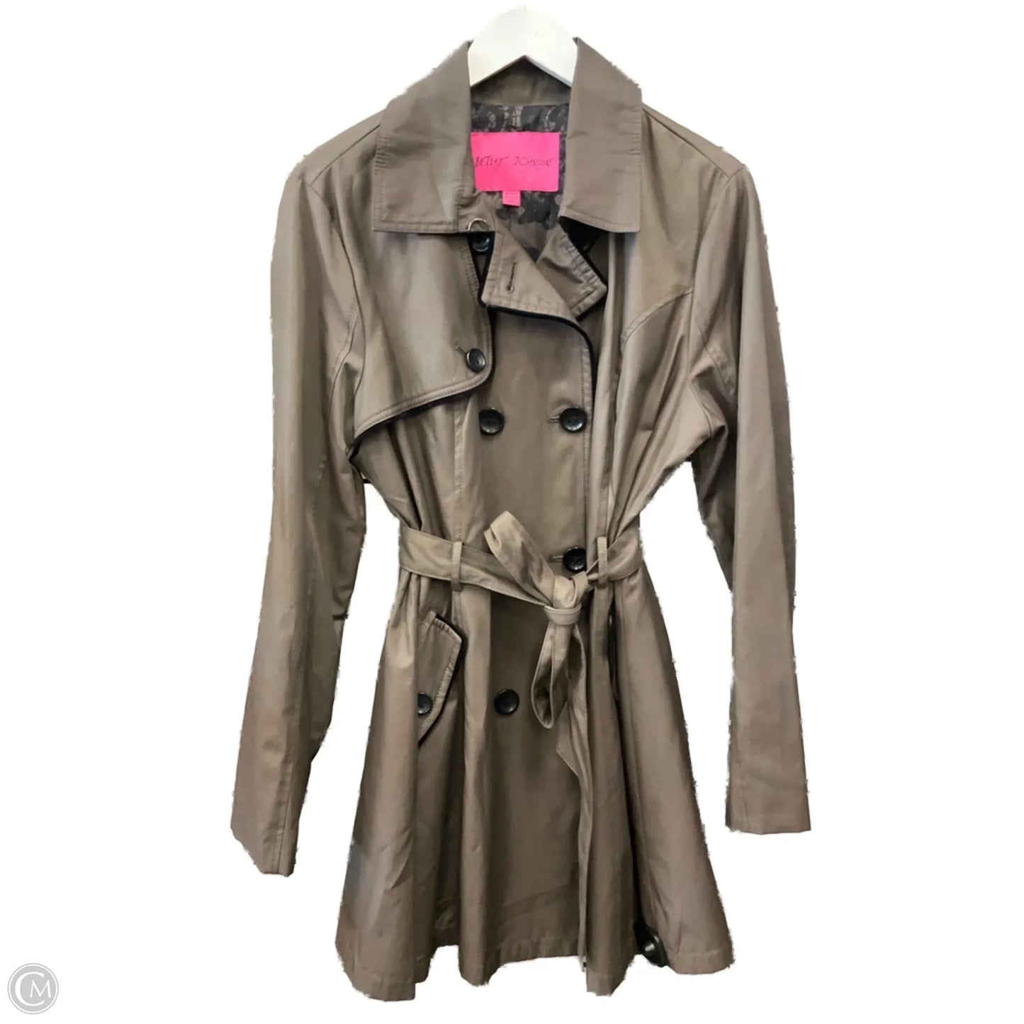 Coat Trench Coat By Betsey Johnson In Brown, Size: Xl