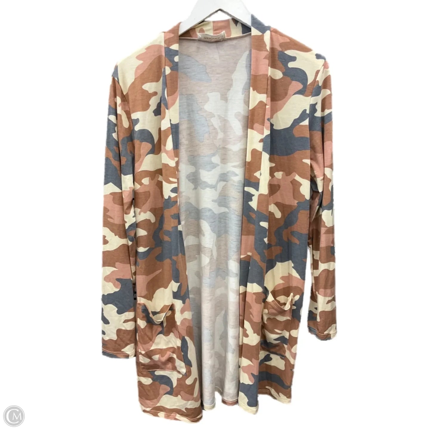 Cardigan By Zenana Outfitters In Camouflage Print, Size: L