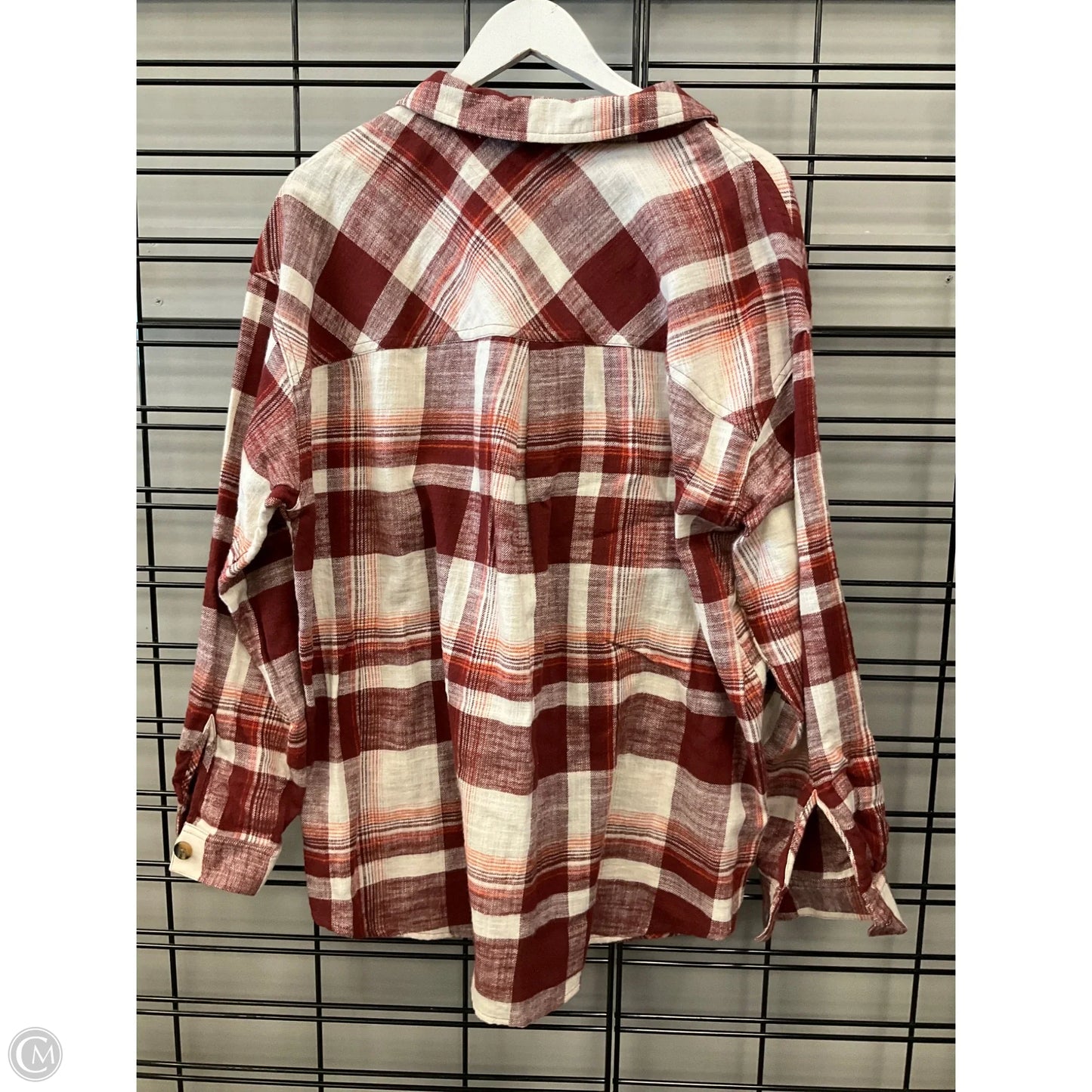 Top Long Sleeve By Maurices In Cream & Orange, Size: 1x