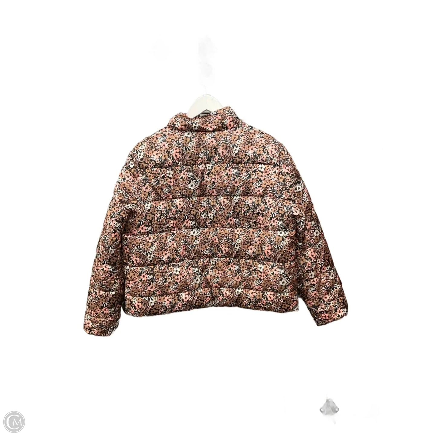 Jacket Puffer & Quilted By Time And Tru In Brown & Tan, Size: L