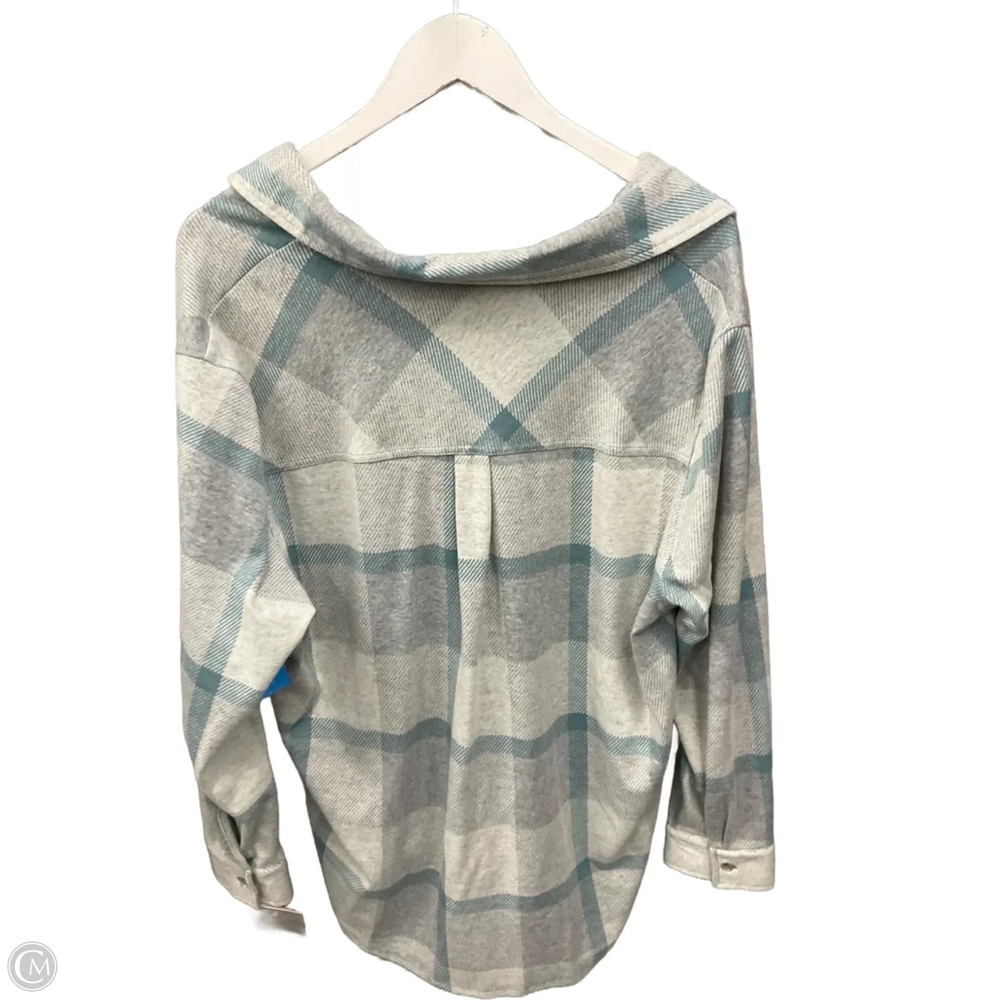 Top Long Sleeve By Falls Creek In Green & Grey, Size: 1x