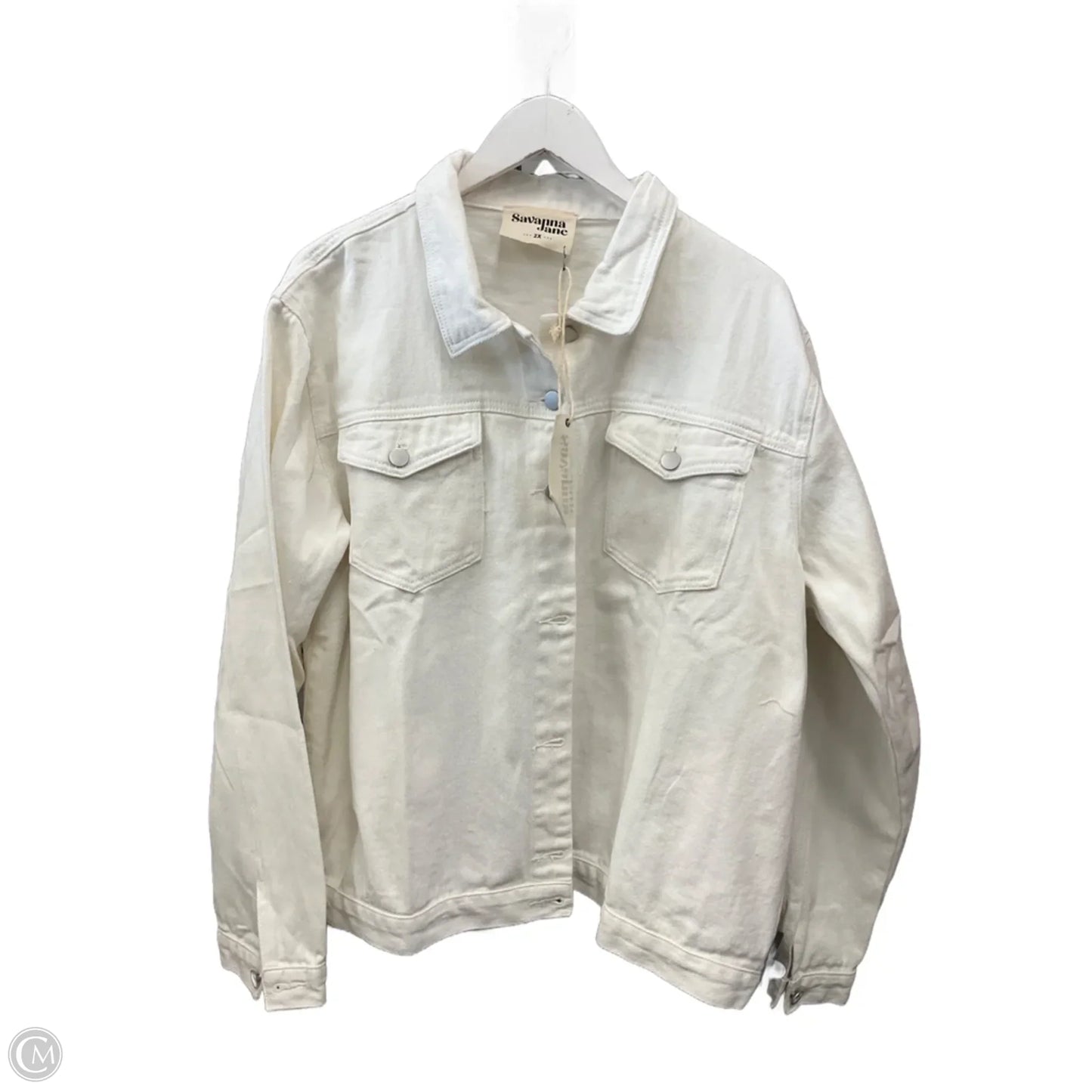 Jacket Denim By Savanna Jane In White, Size: 2x