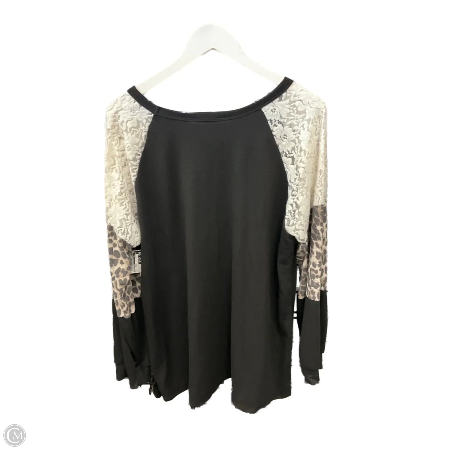 Top Long Sleeve Basic By Heimish Usa In Black & Cream, Size: 3x