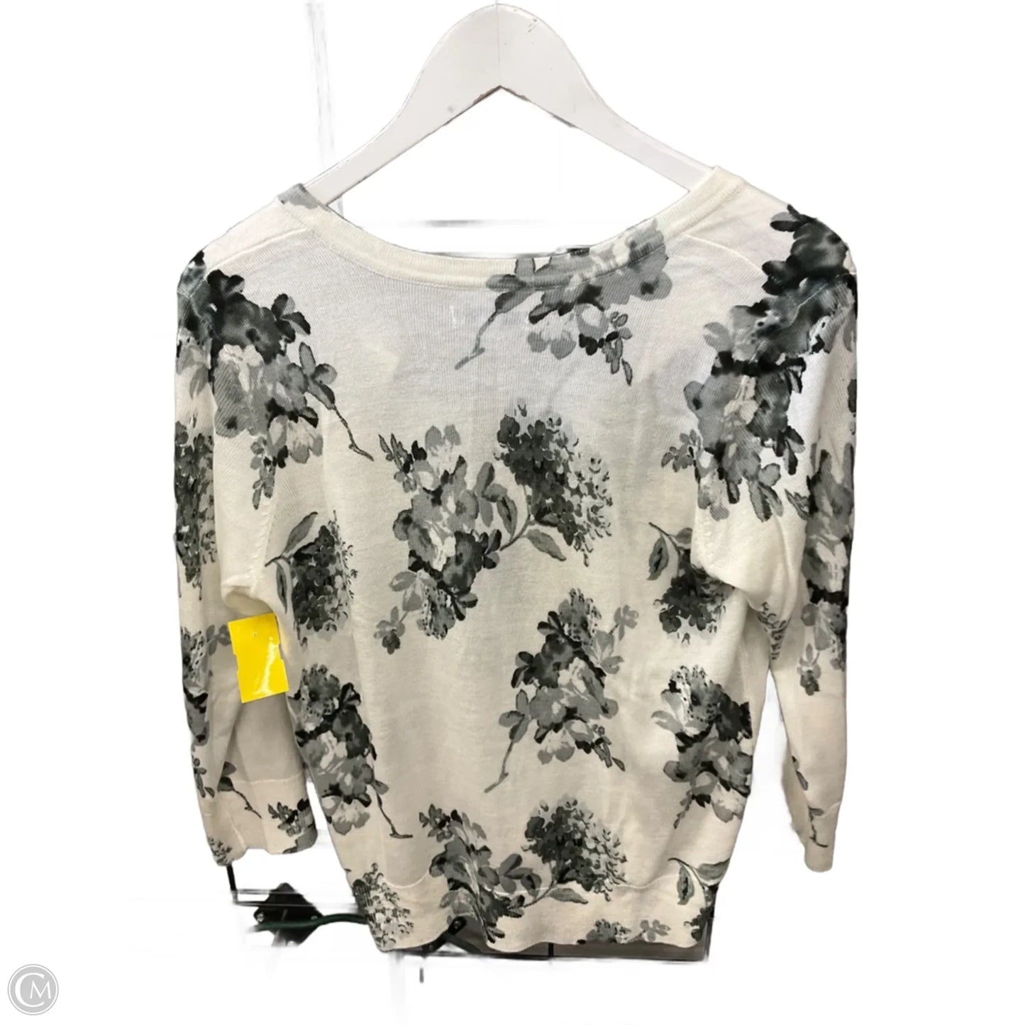 Sweater Cardigan By Croft And Barrow In Cream & Grey, Size: M