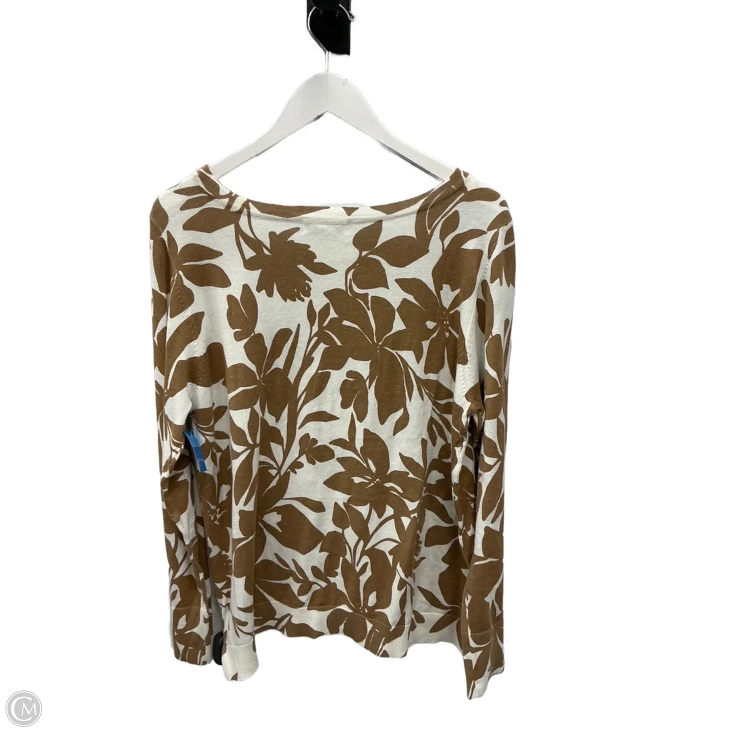 Top Long Sleeve Basic By Liz Claiborne In Cream & Tan, Size: Xl