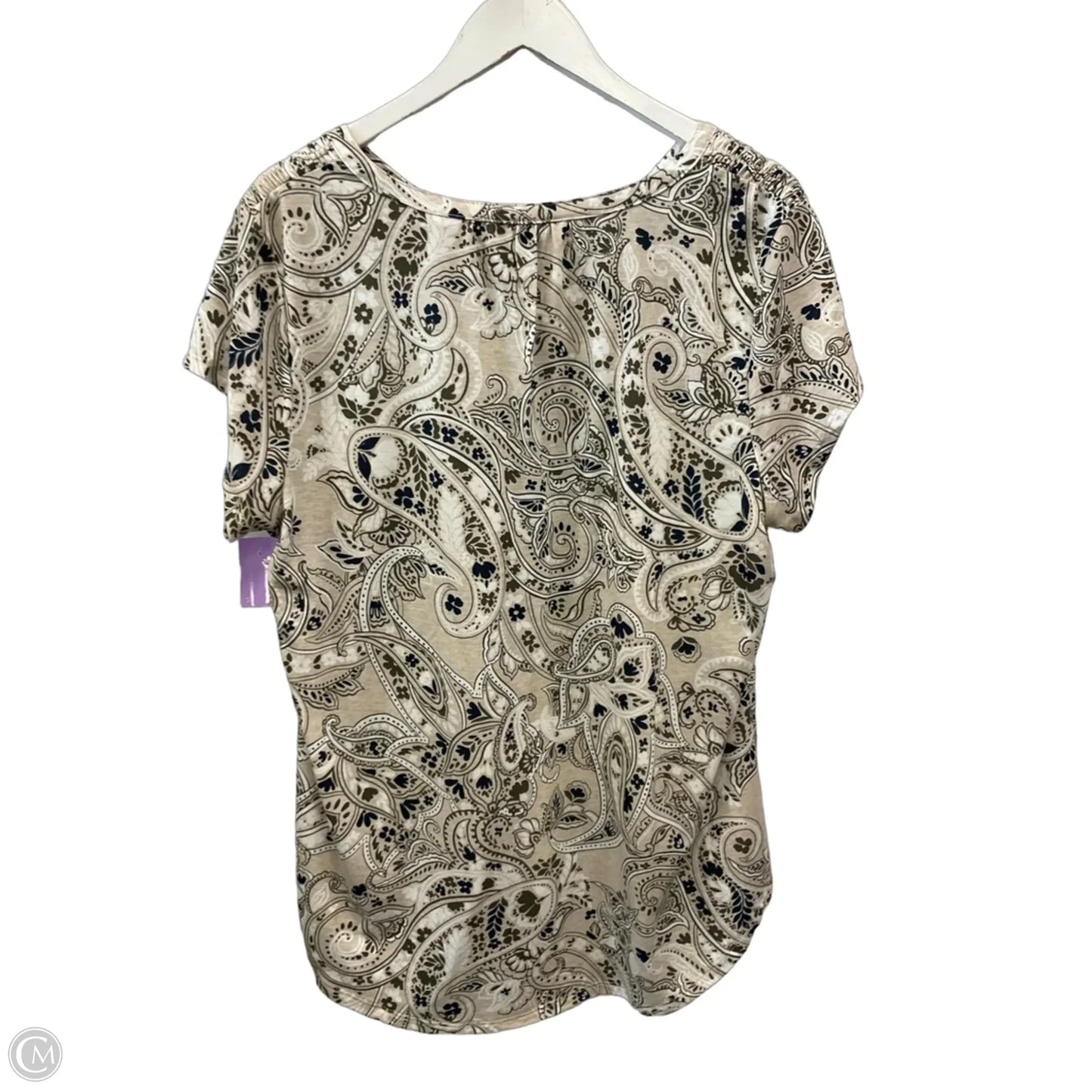 Top Short Sleeve By Liz Claiborne In Cream & Green, Size: Xl