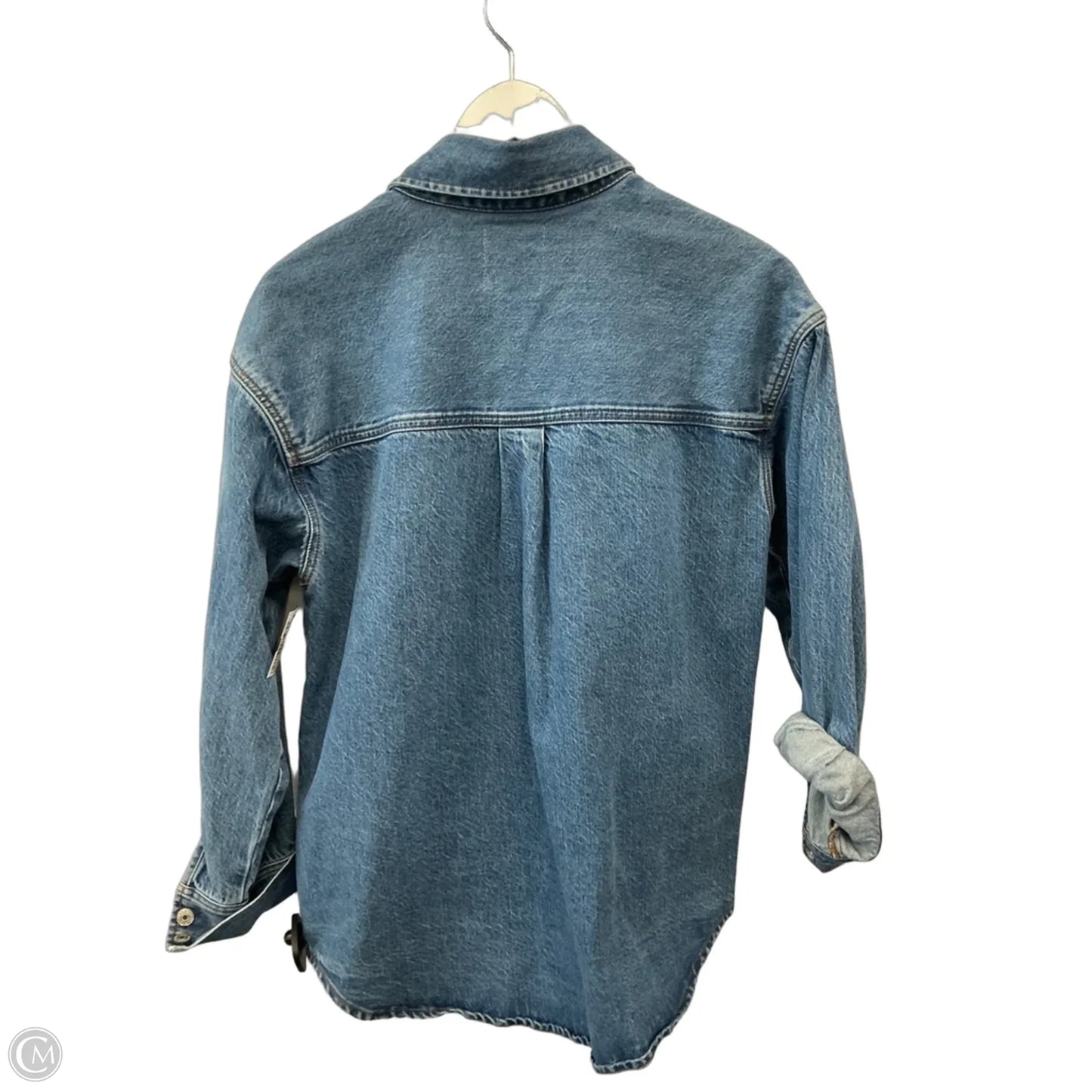 Jacket Shirt By Abercrombie And Fitch In Blue Denim, Size: M