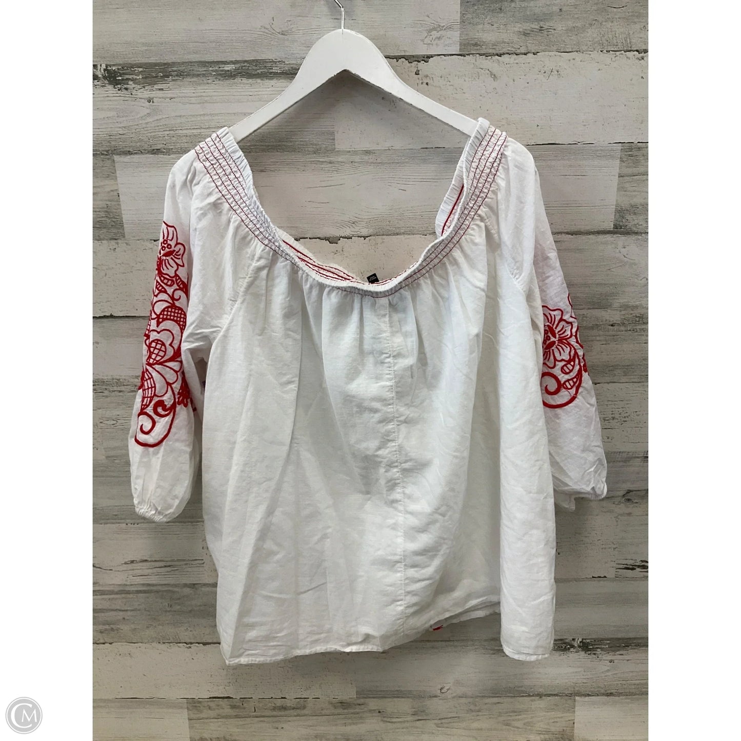 Top Short Sleeve By Lane Bryant In White, Size: 3x