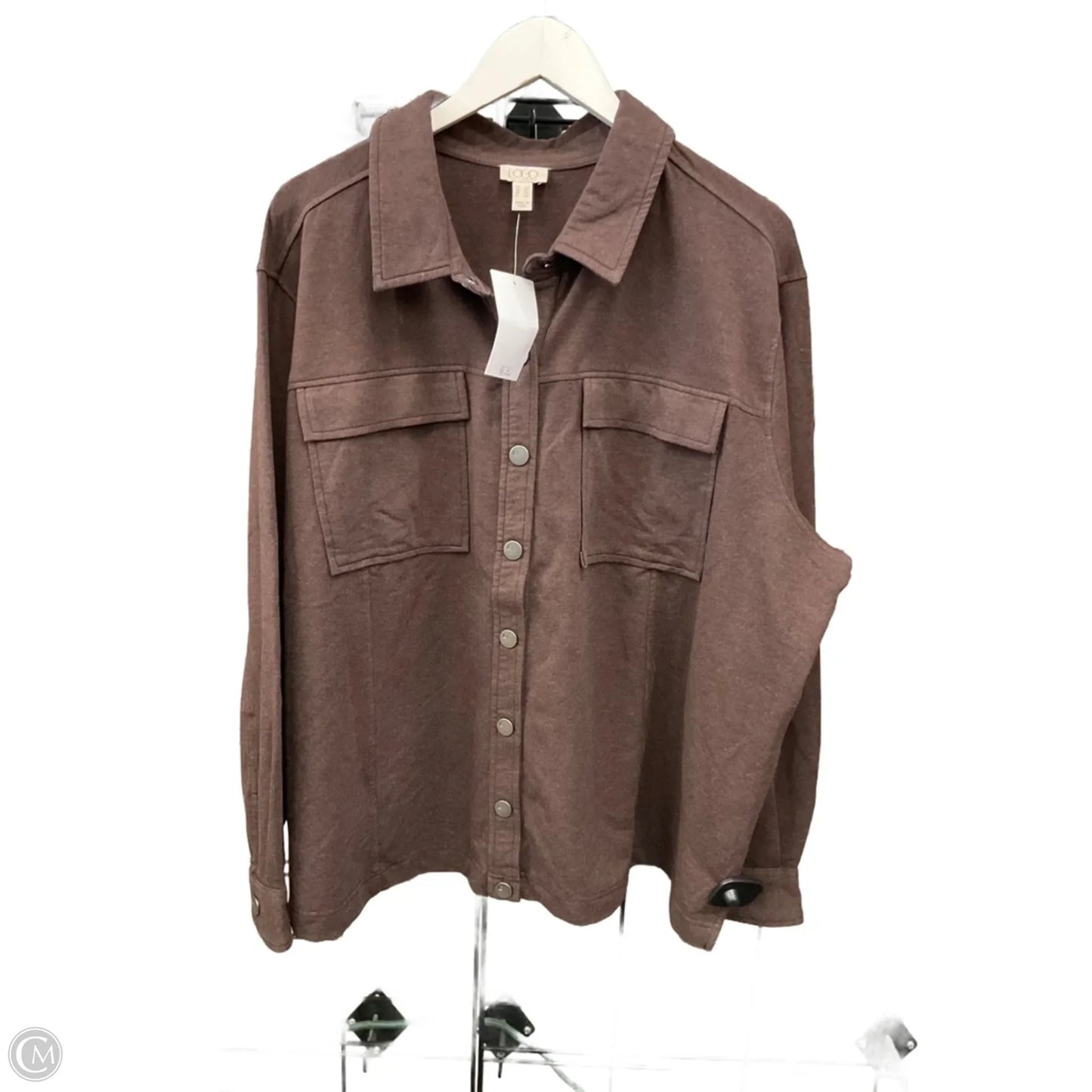 Top Long Sleeve By Logo In Brown, Size: 2x
