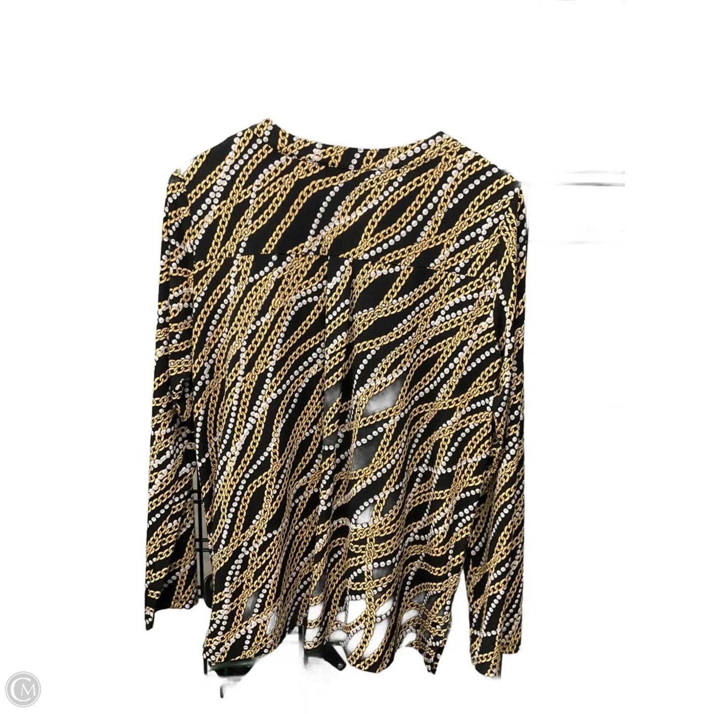 Top 3/4 Sleeve By Michael By Michael Kors In Black & Gold, Size: L