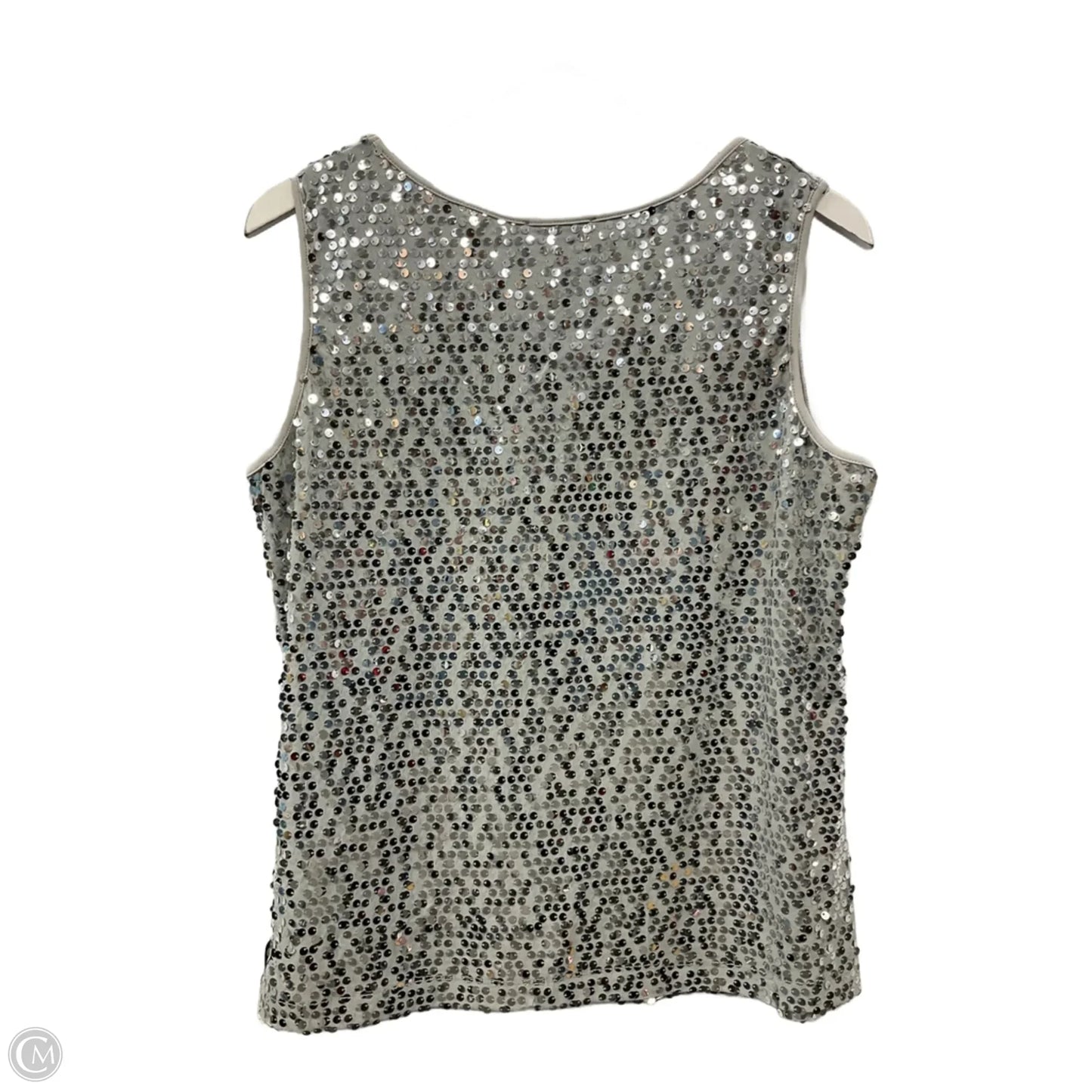 Top Sleeveless By Notations In Silver, Size: L