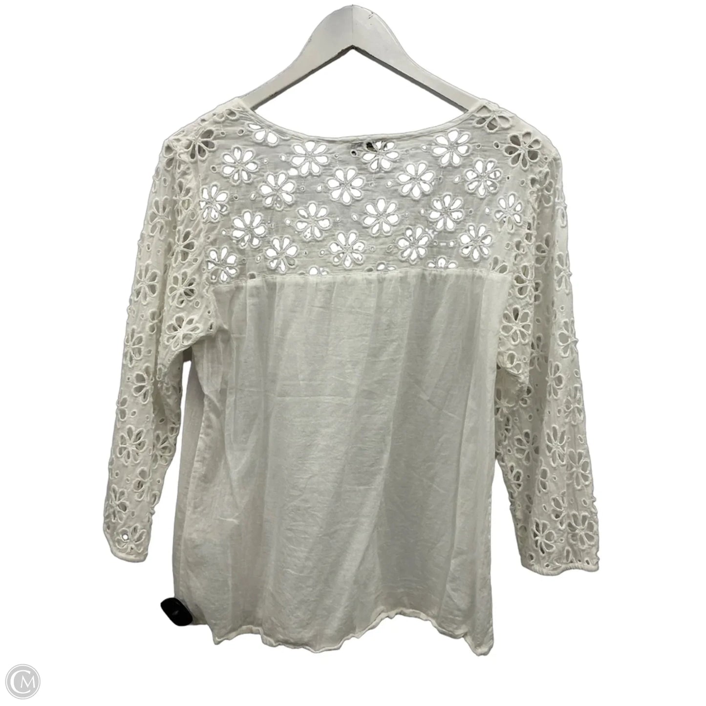 Top 3/4 Sleeve By Lucky Brand In White, Size: L