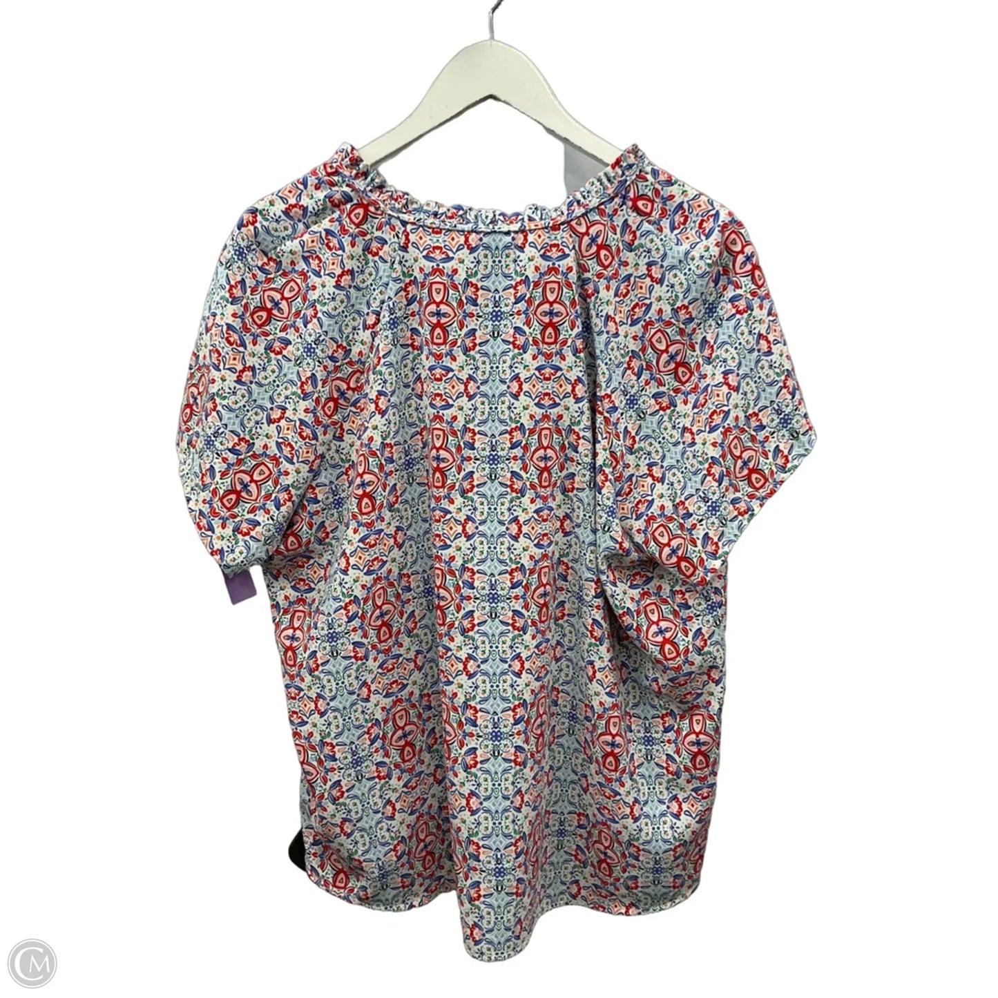 Top Short Sleeve By Croft And Barrow In Blue & White, Size: Xl