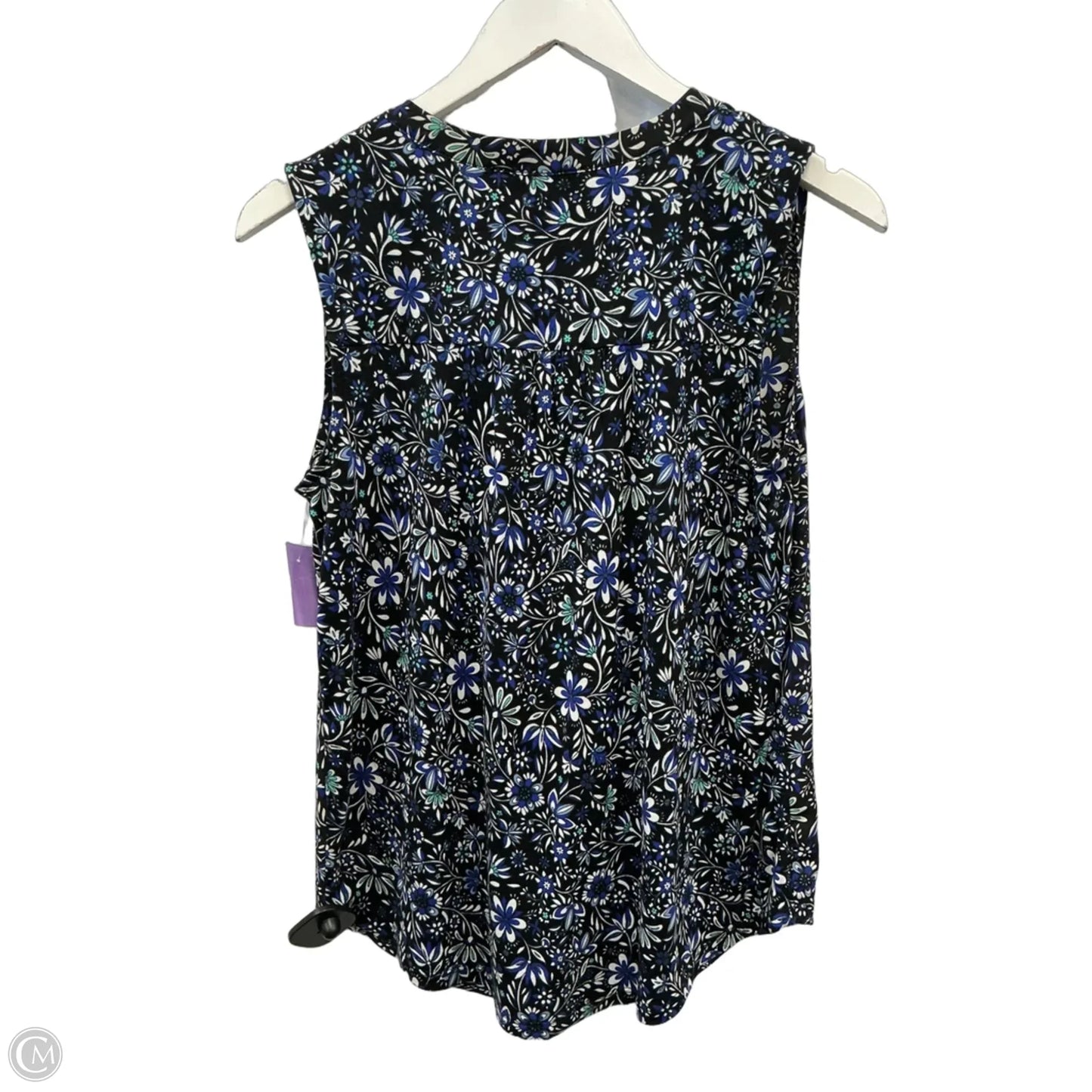 Top Sleeveless By Loft In Black & Purple, Size: S