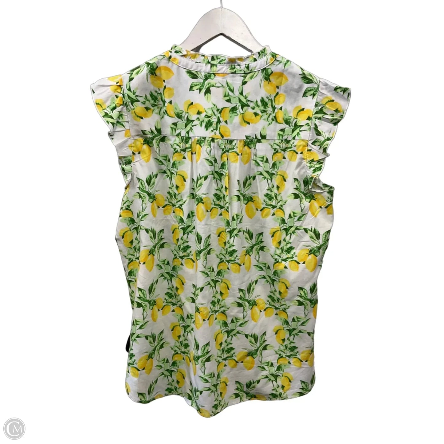 Top Short Sleeve By Loft In Green & Yellow, Size: M