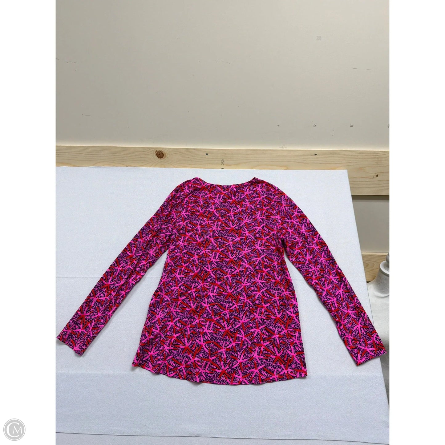 Top Long Sleeve Designer By Lilly Pulitzer In Blue & Pink, Size: L