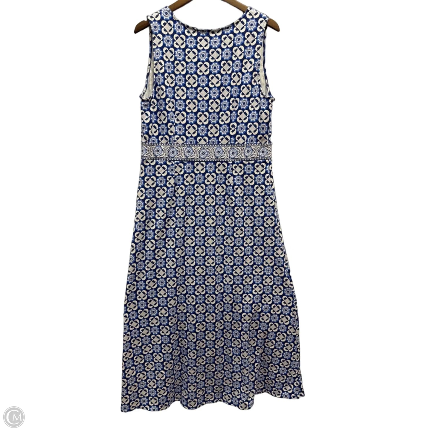 Dress Casual Maxi By Talbots In Blue & White, Size: L