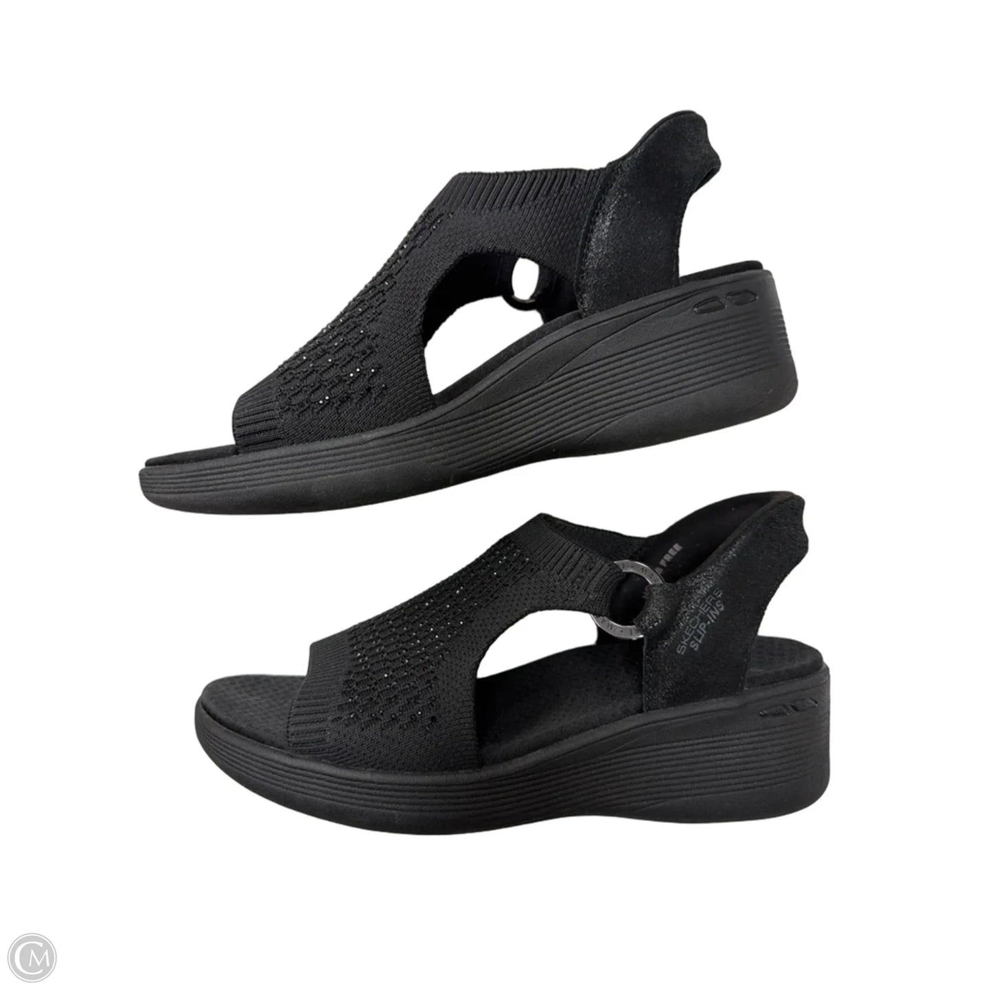 Sandals Heels Wedge By Skechers In Black, Size: 9