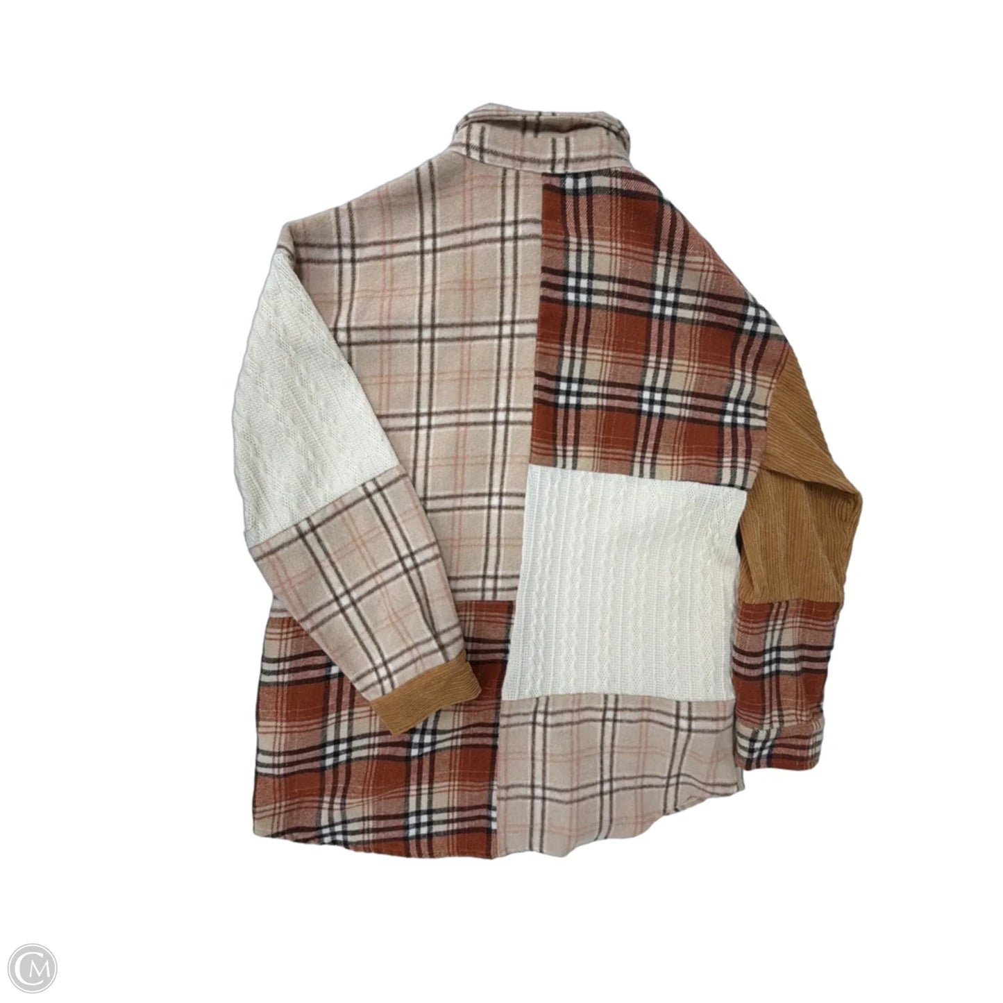 Jacket Shirt By Polagram In Plaid Pattern, Size: M