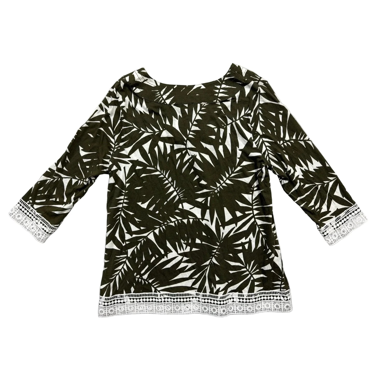 Top 3/4 Sleeve By Talbots In Tropical Print, Size: Xl