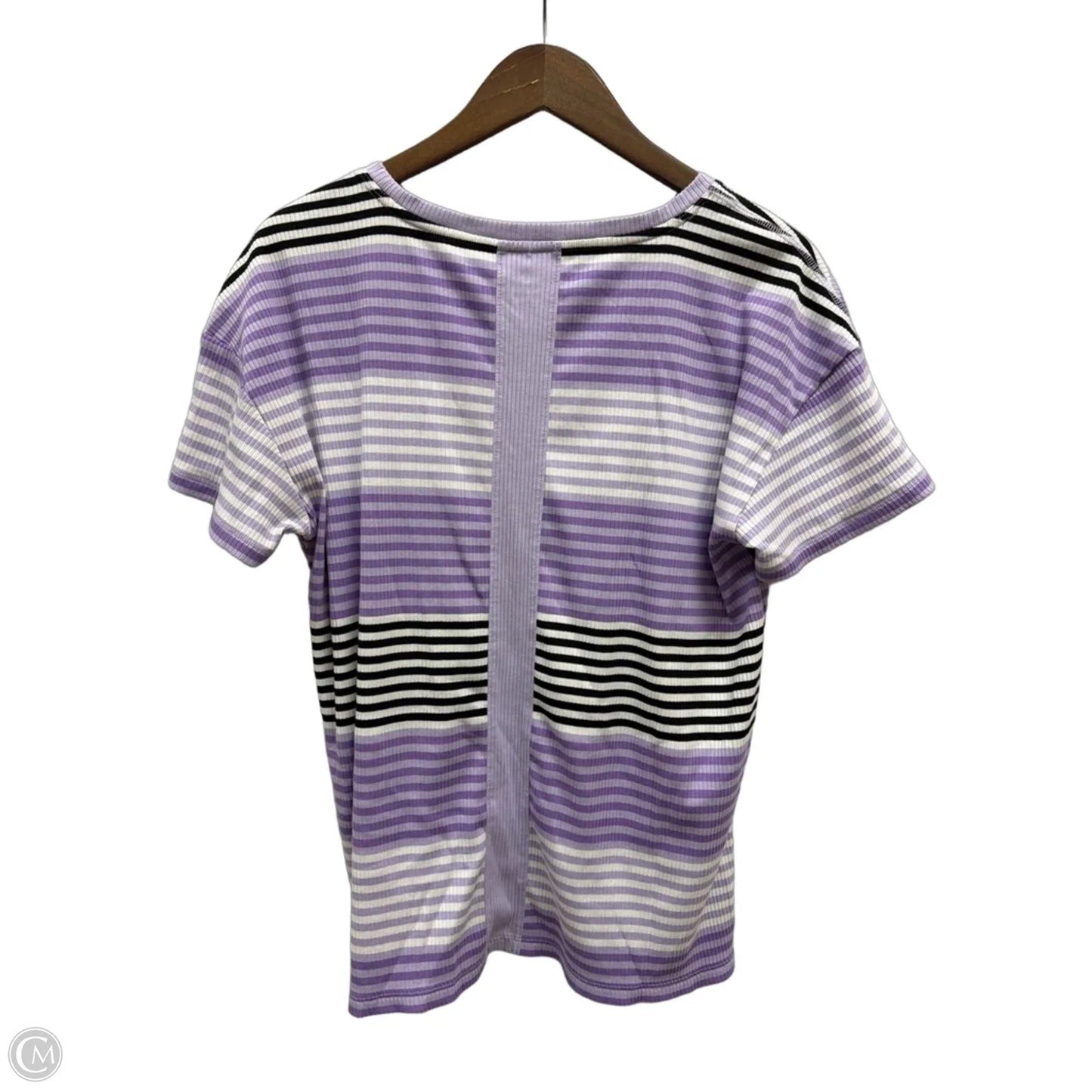 Top Short Sleeve By Talbots In Striped Pattern, Size: L