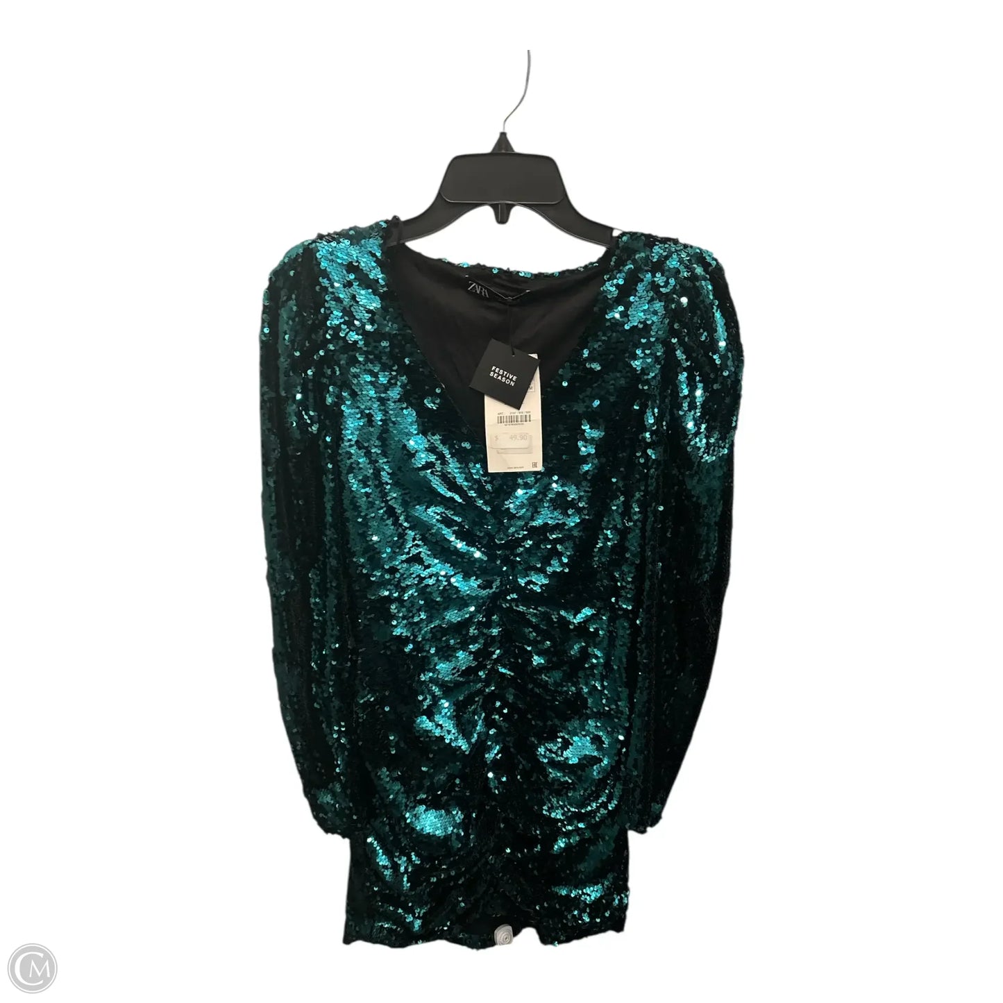 Dress Casual Midi By Zara In Green, Size: M