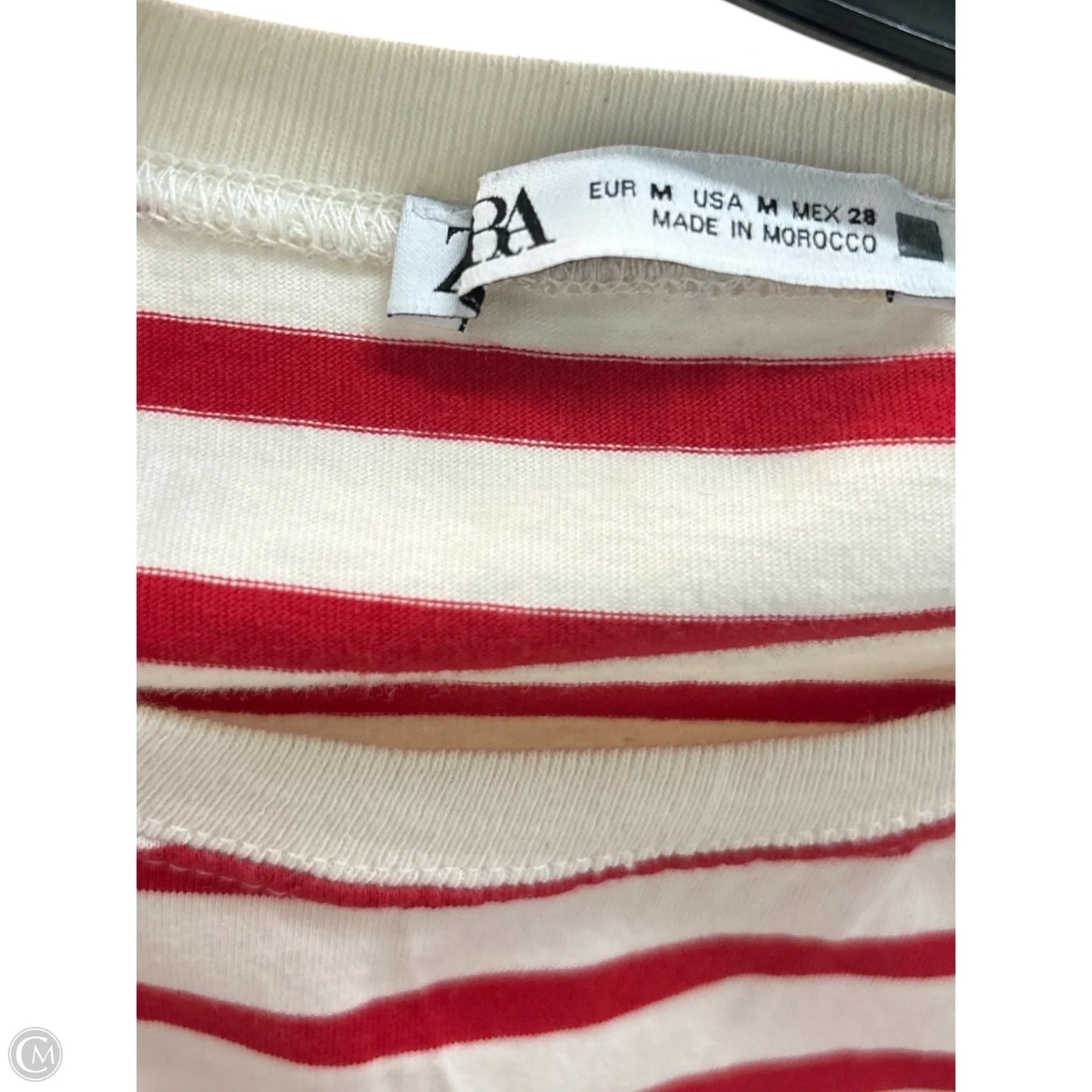 Top Short Sleeve Basic By Zara In Striped Pattern, Size: M
