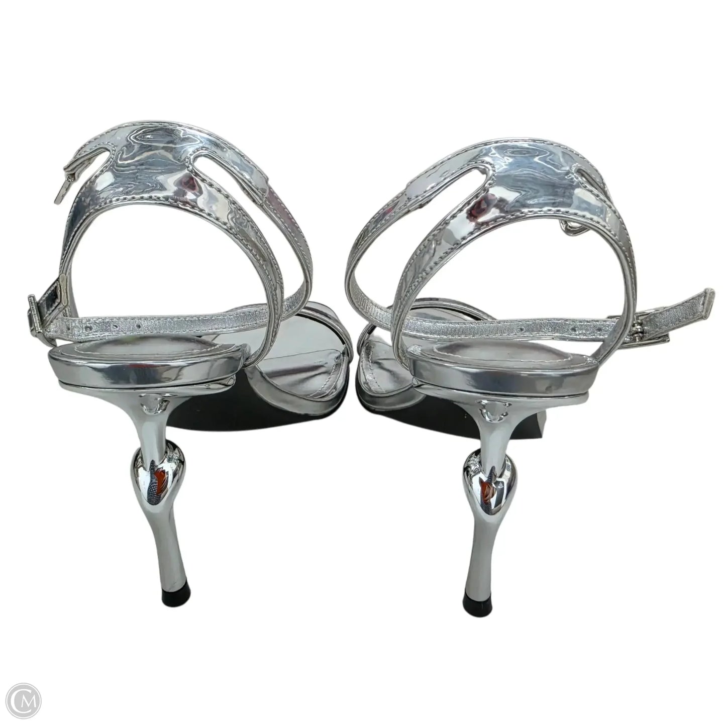 Sandals Heels Stiletto By Clothes Mentor In Silver, Size: 6