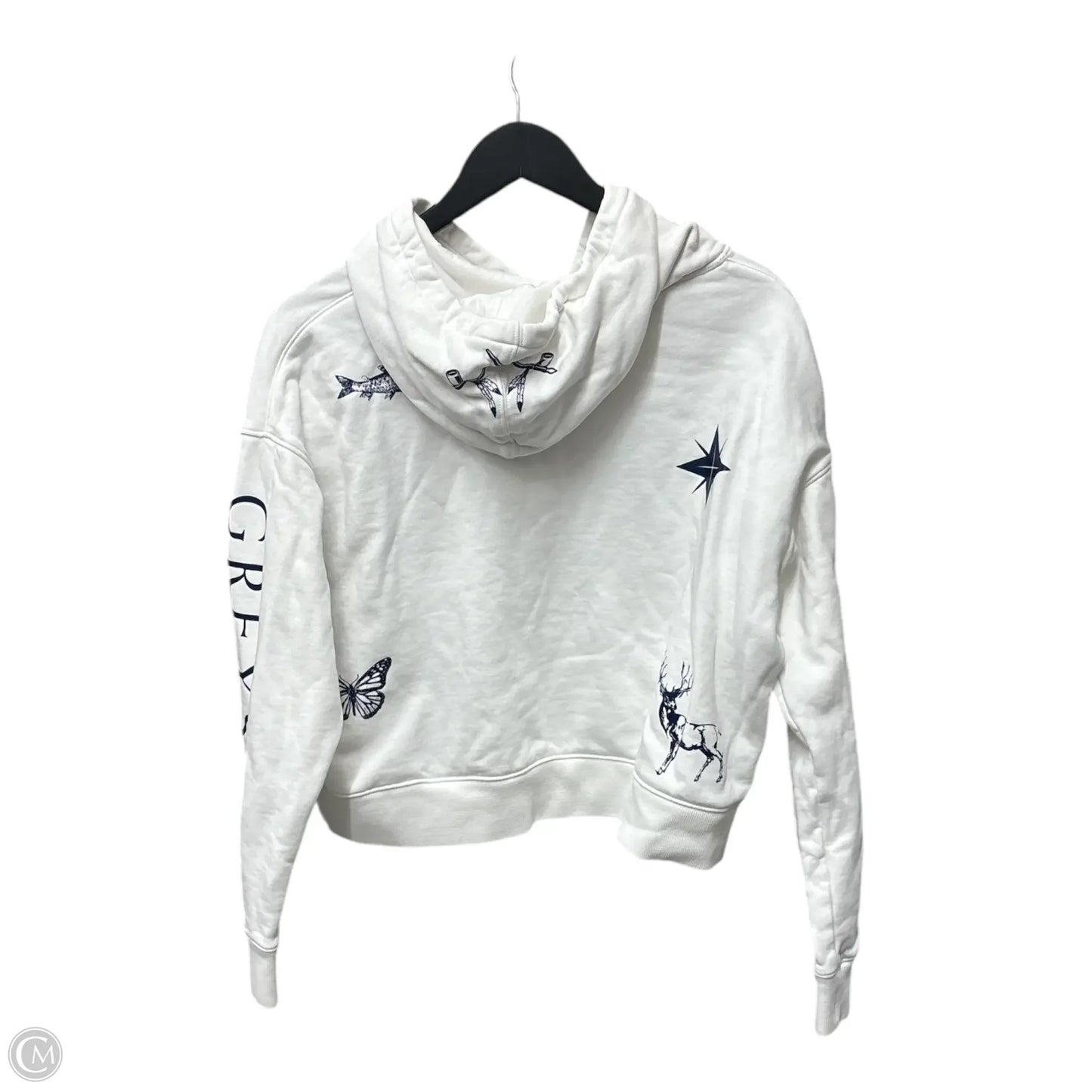 Sweatshirt Hoodie By Clothes Mentor In White, Size: S