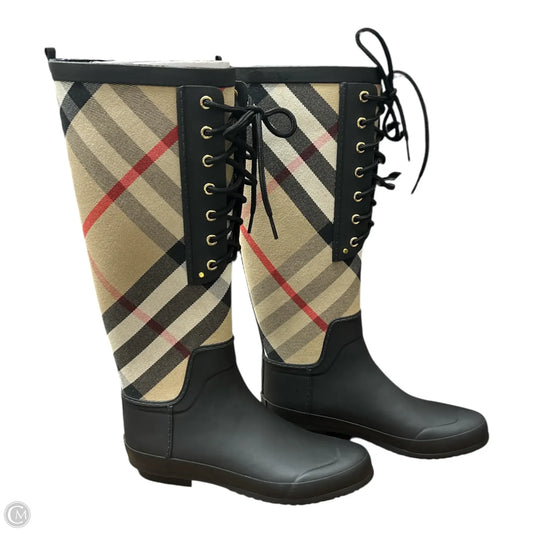 Boots Luxury Designer By Burberry In Plaid Pattern